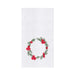 French Knot Holly Berry Wreath Kitchen Towel