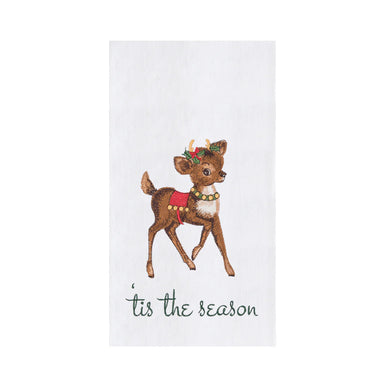 Vintage Reindeer 'tis The Season Flour Sack Kitchen Towel