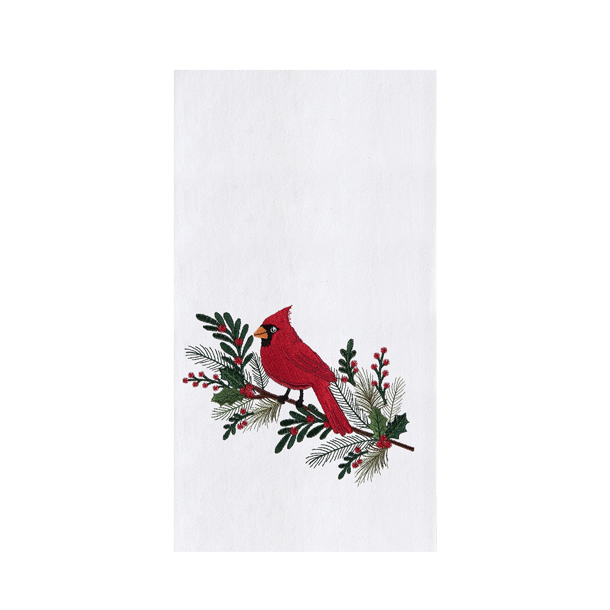 Cardinal Holly Flour Sack Kitchen Towel