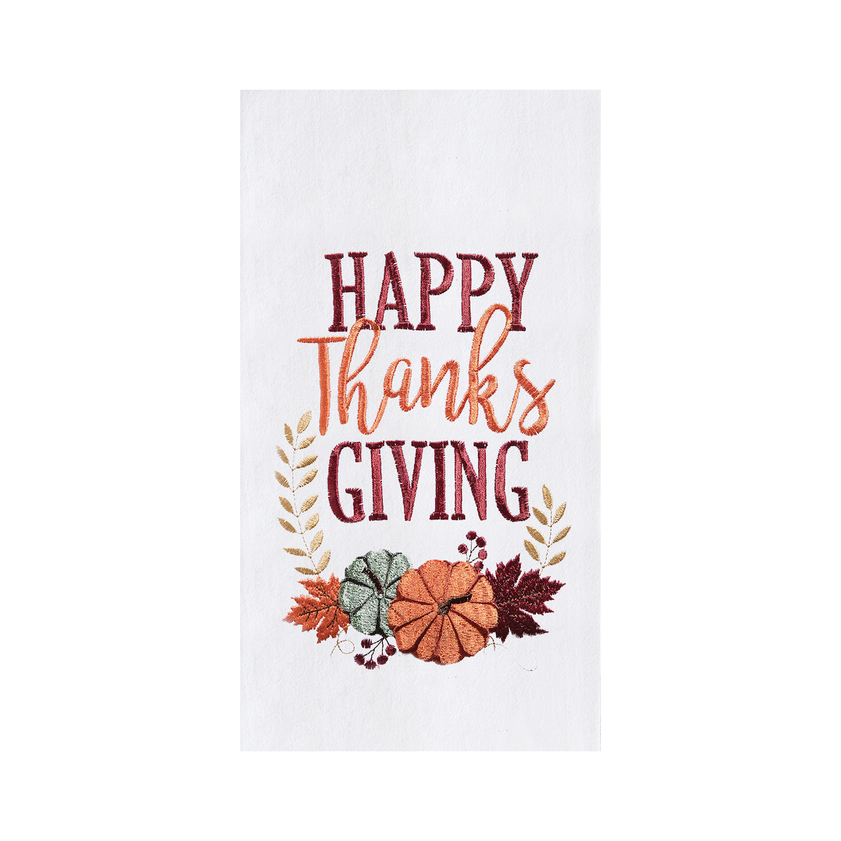 Happy Thanksgiving Embroidered Flour Sack Kitchen Towel