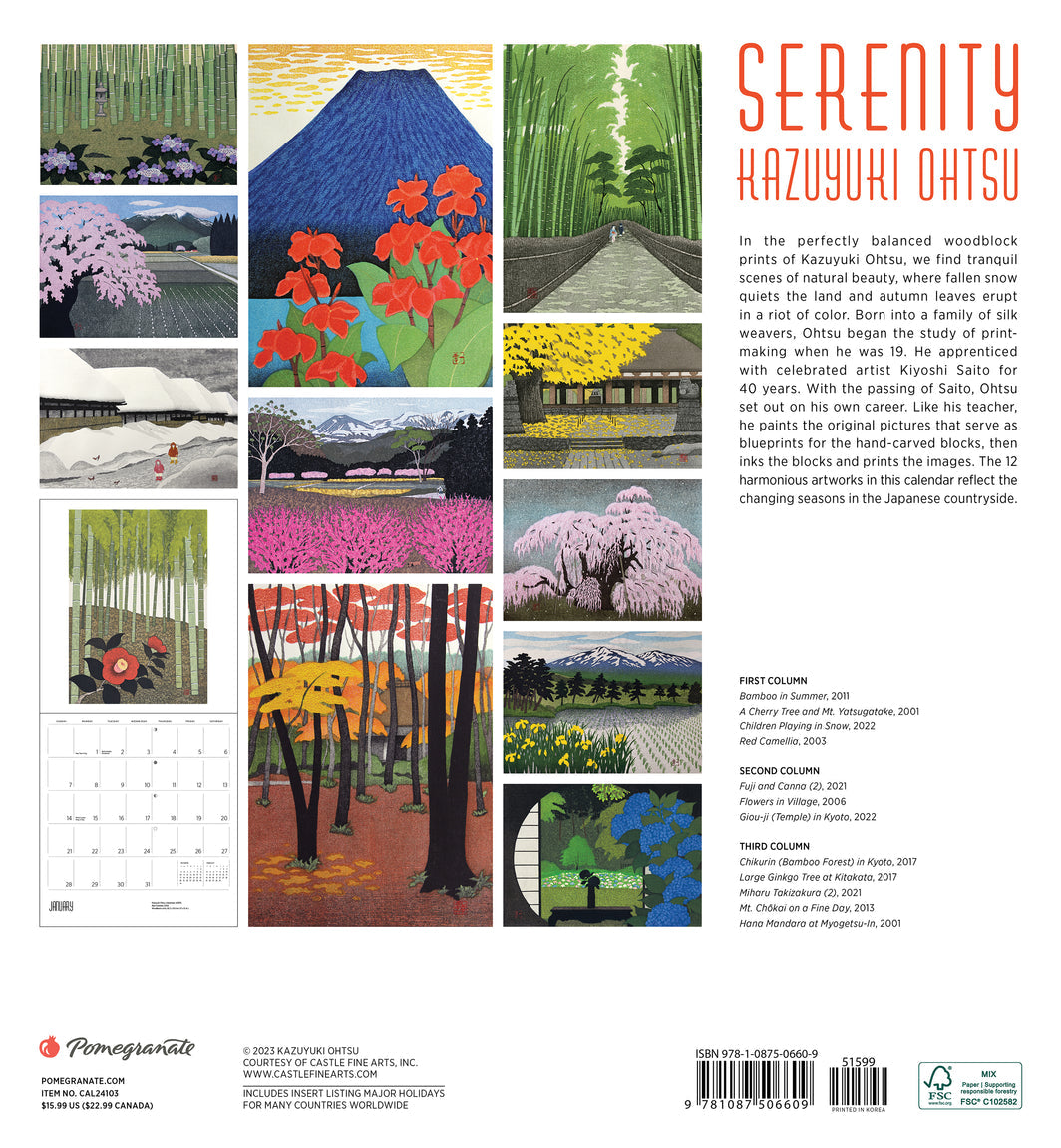 Serenity Kazuyuki Ohtsu 2024 Wall Calendar    
