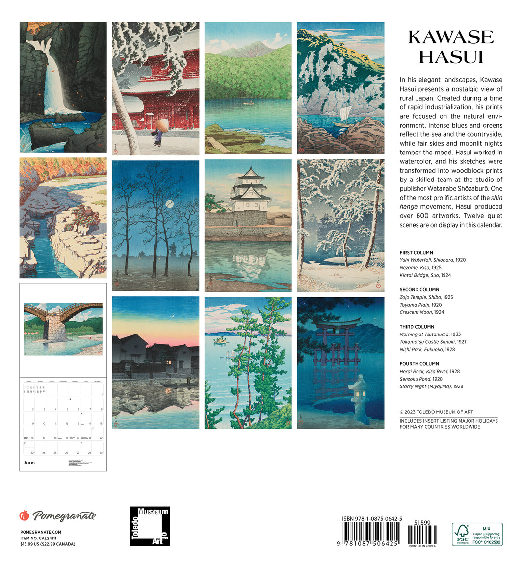 Kawase Hasui 2024 Wall Calendar    
