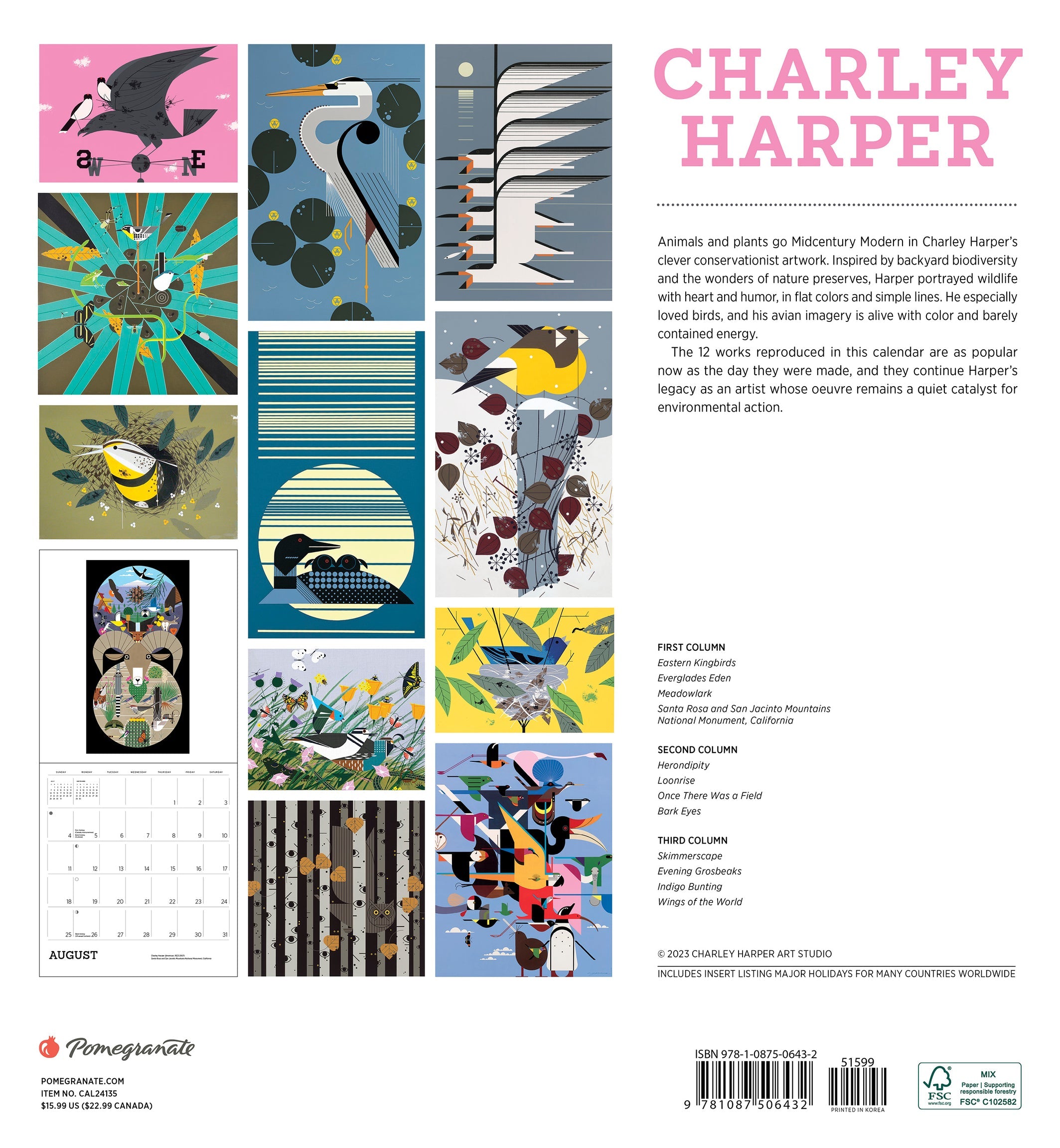 Charley Harper 2024 Wall Calendar    