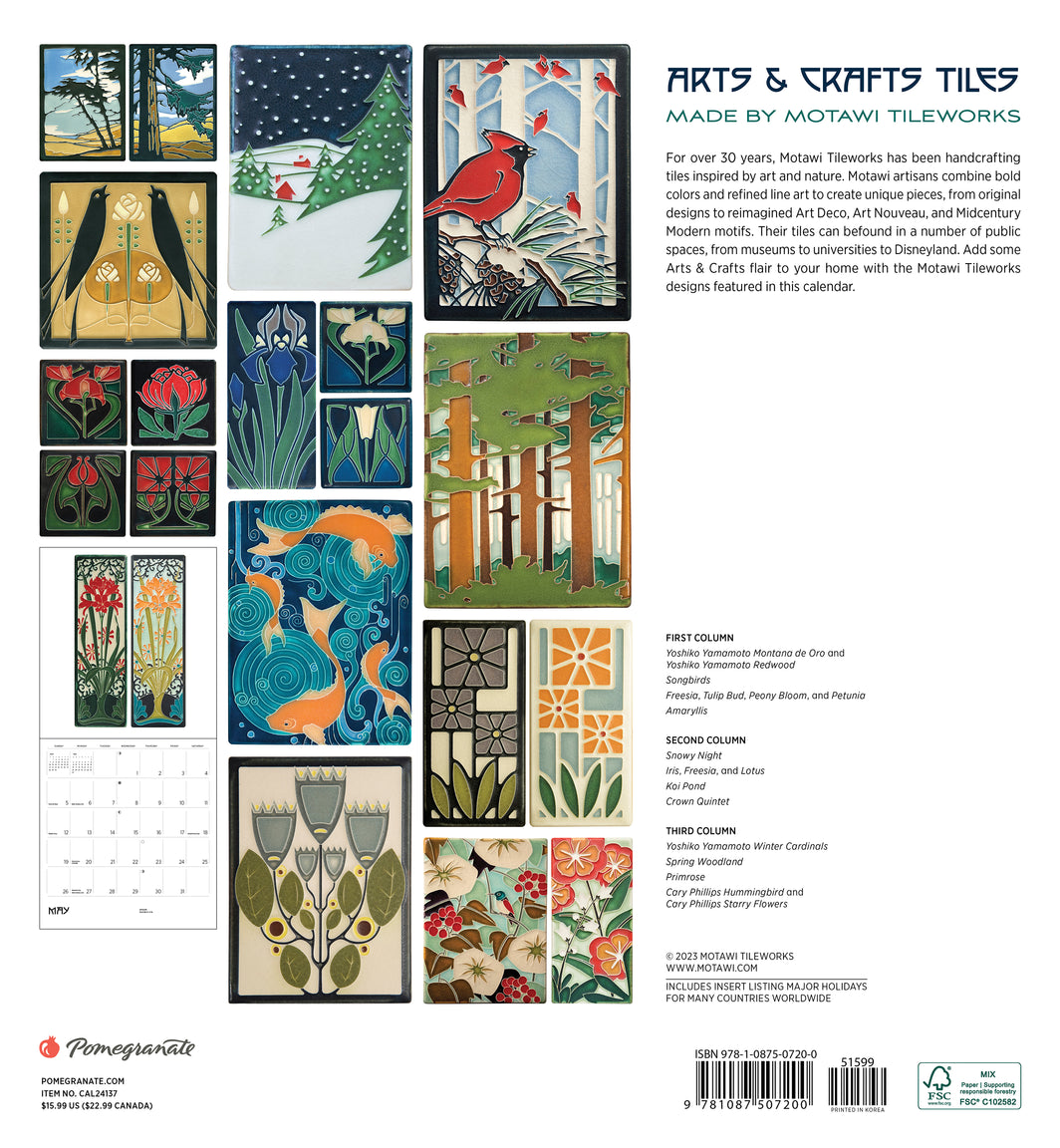 Arts & Crafts Tiles by Motawi Tileworks 2024 Wall Calendar    
