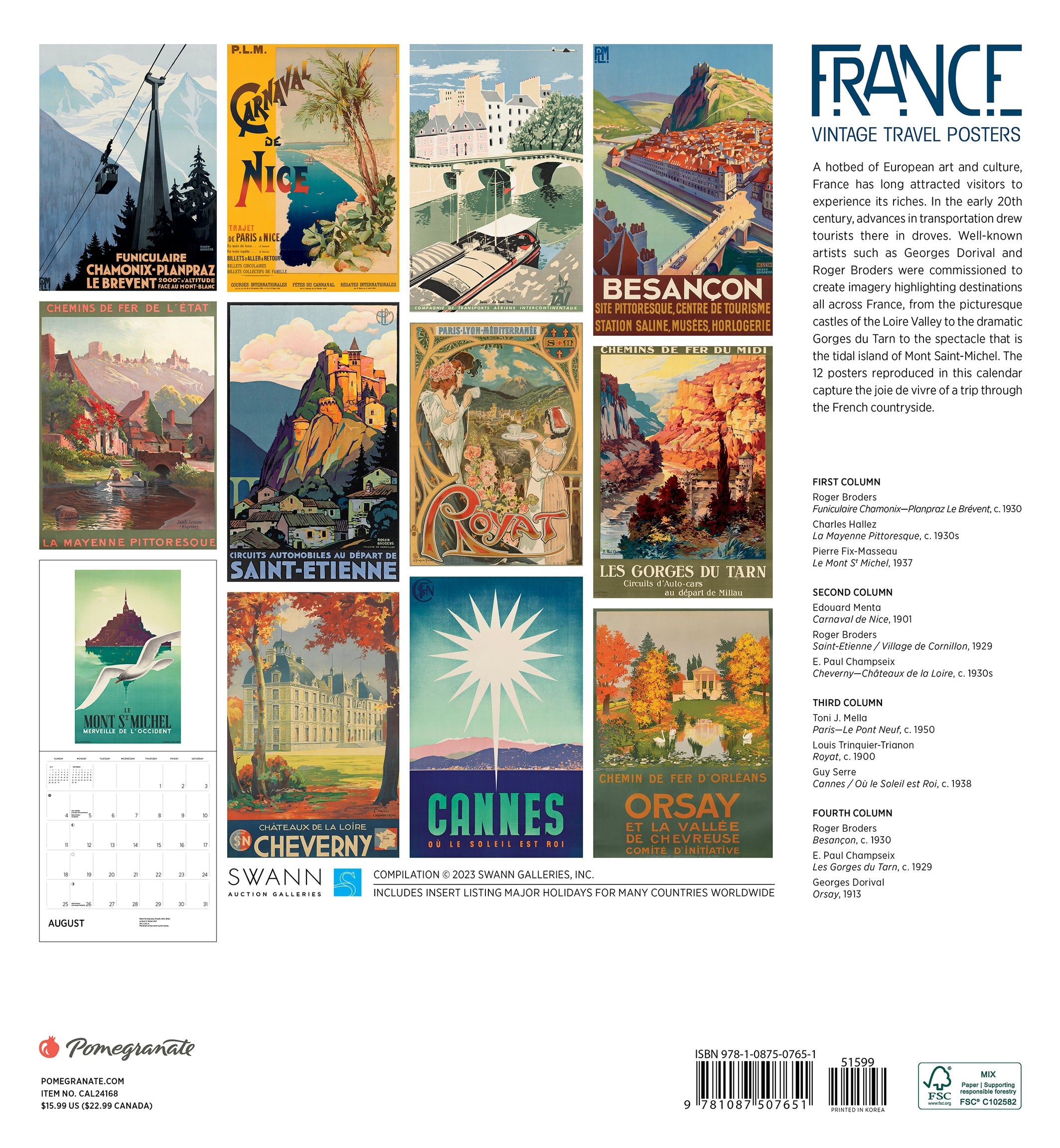 France Vintage Travel Posters 2024 Wall Calendar    