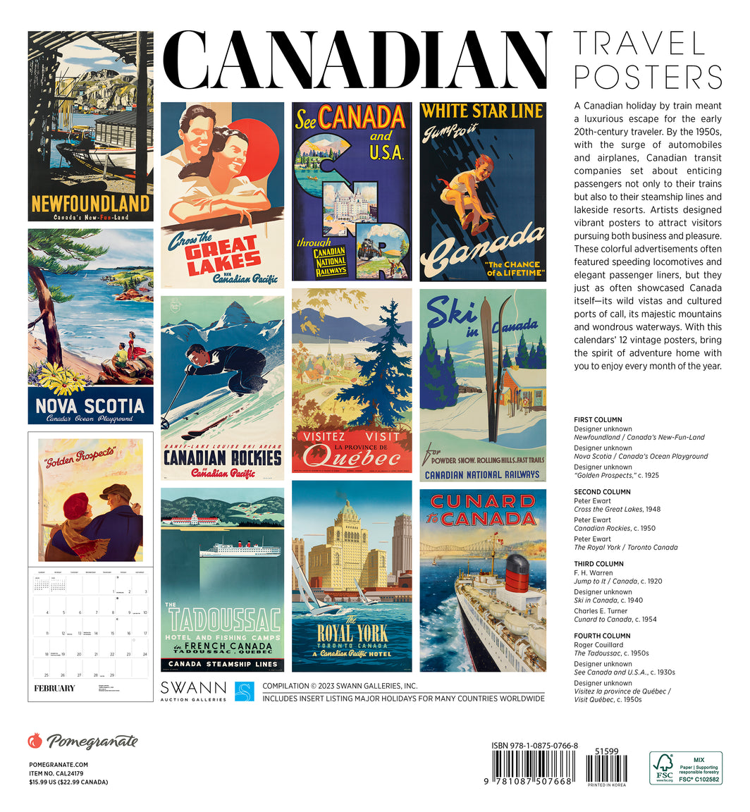 Canadian Travel Posters 2024 Wall Calendars    