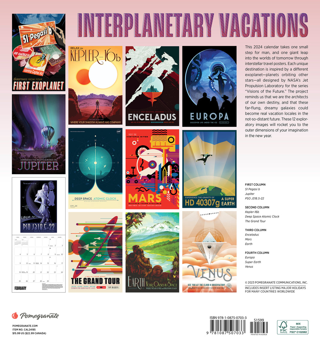 Interplanetary Vacations 2024 Wall Calendar    