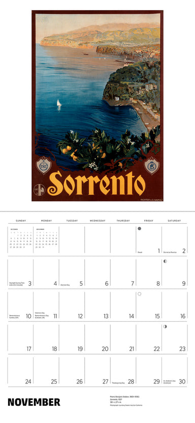 Italy Vintage Travel Posters 2024 Wall Calendar    