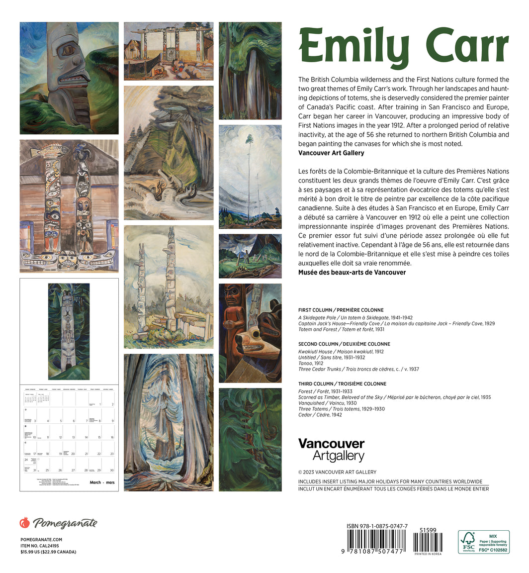 Emily Carr 2024 Wall Calendar    