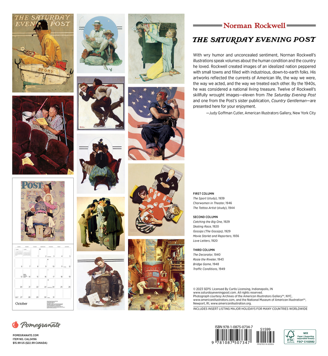 Norman Rockwell The Saturday Evening Post 2024 Wall Calendar    