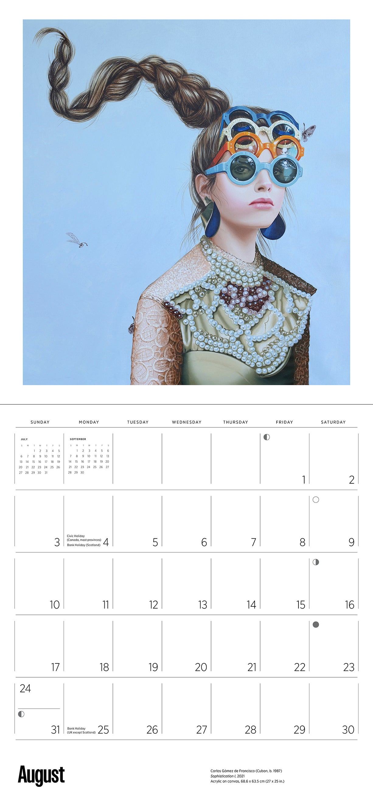 Girl With Sunglasses - Carlos Gámez de Francisco 2025 Wall Calendar    