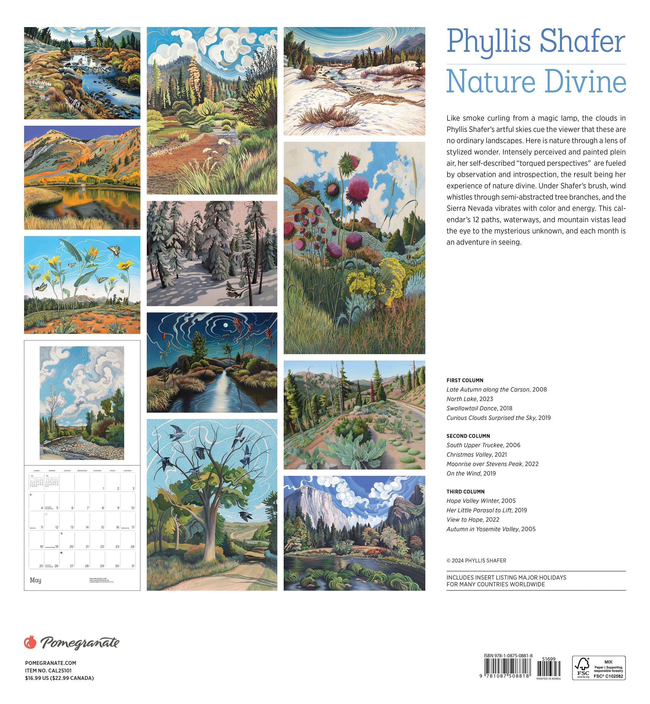 Phyllis Shafer Nature Divine 2025 Wall Calendar    