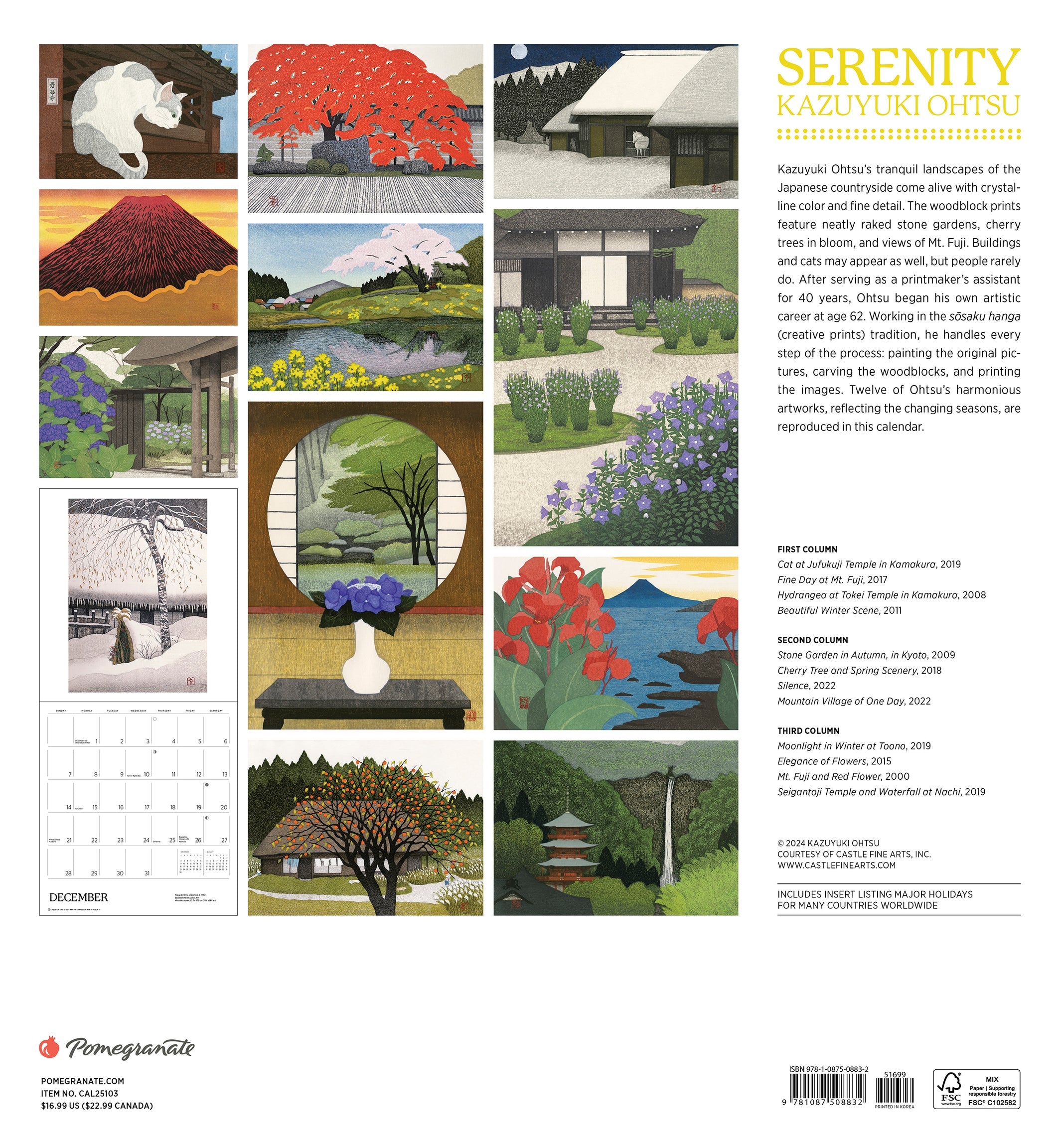 Serenity - Kazuyuki Ohtsu 2025 Wall Calendar    