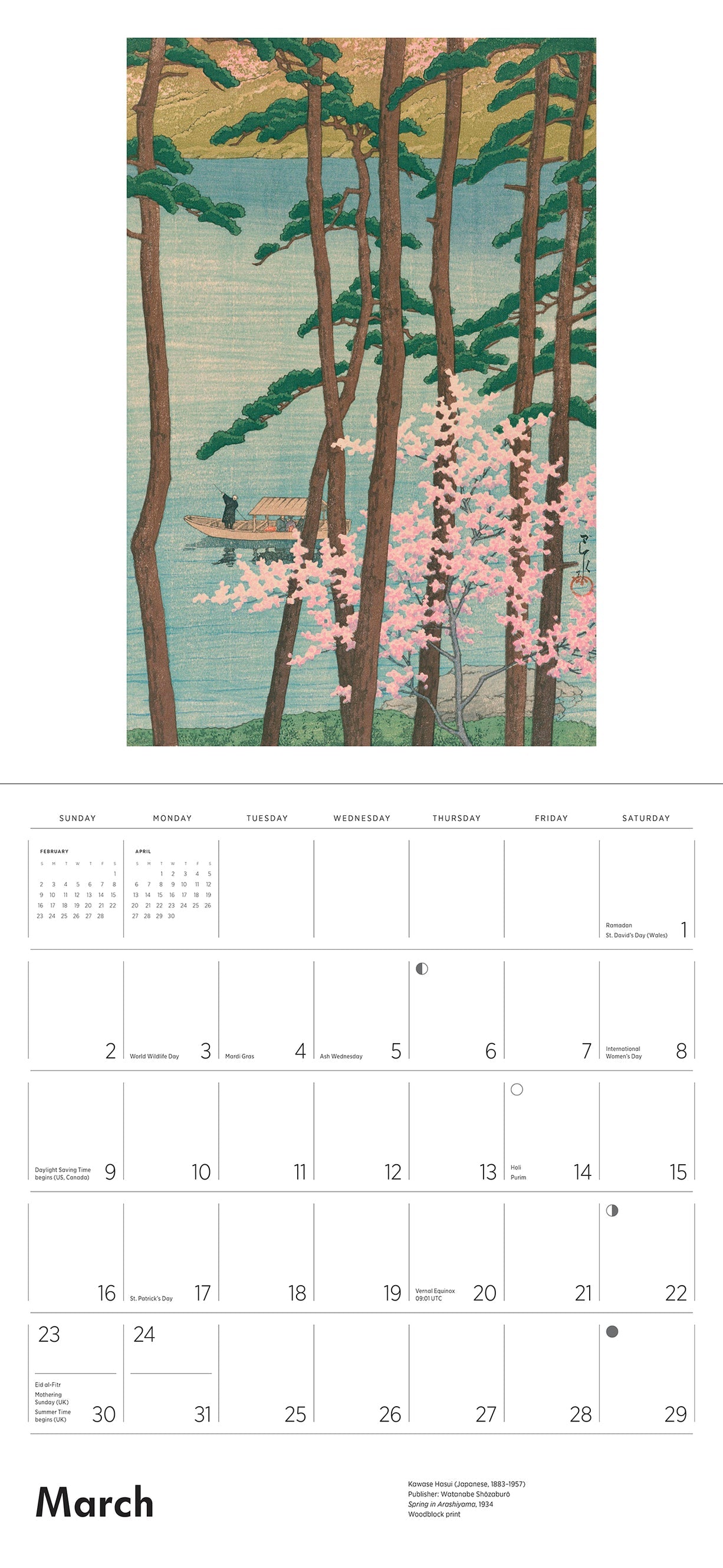 Kawase Hasui 2025 Wall Calendar    