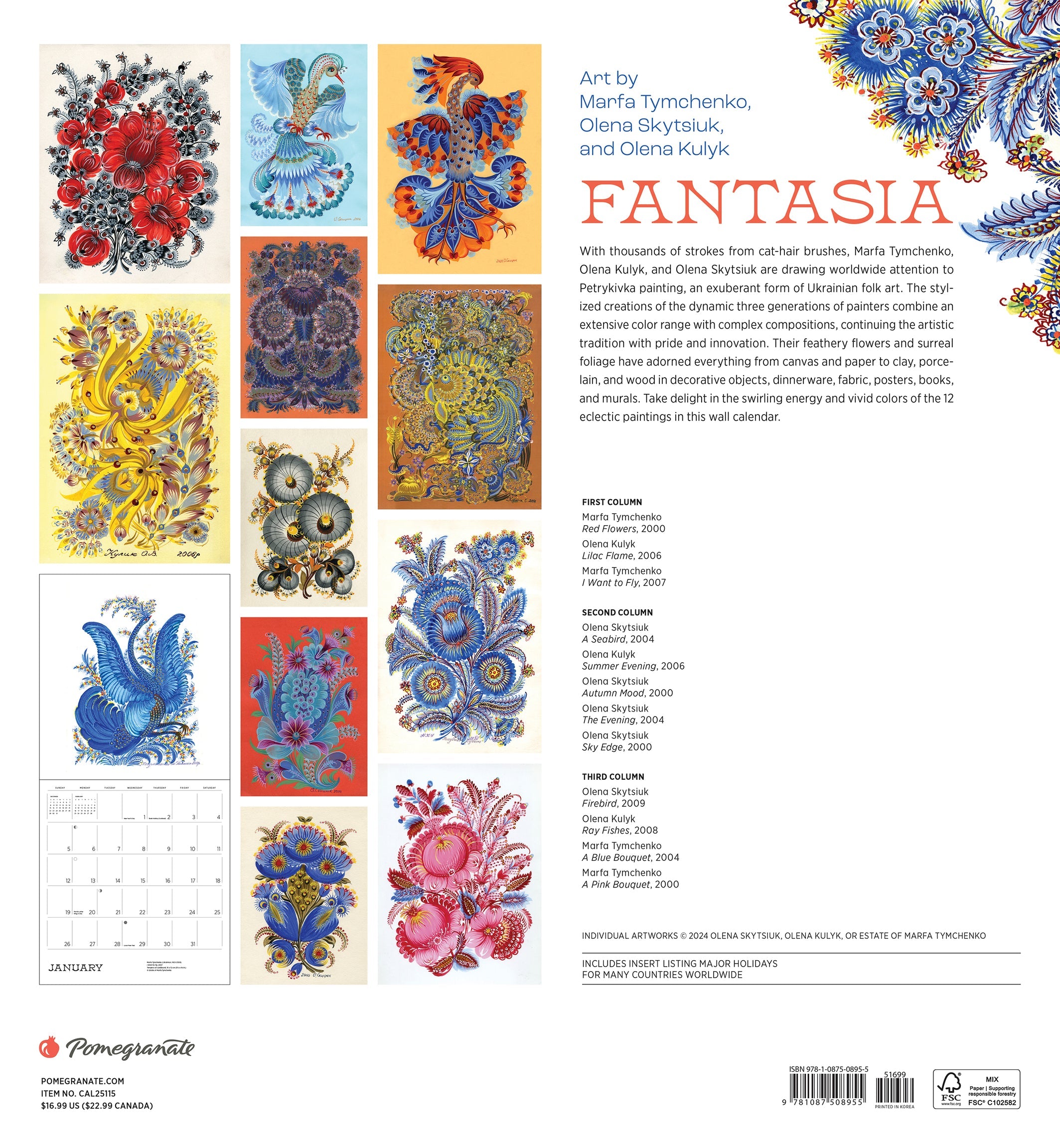 Fantasia 2025 Wall Calendar    