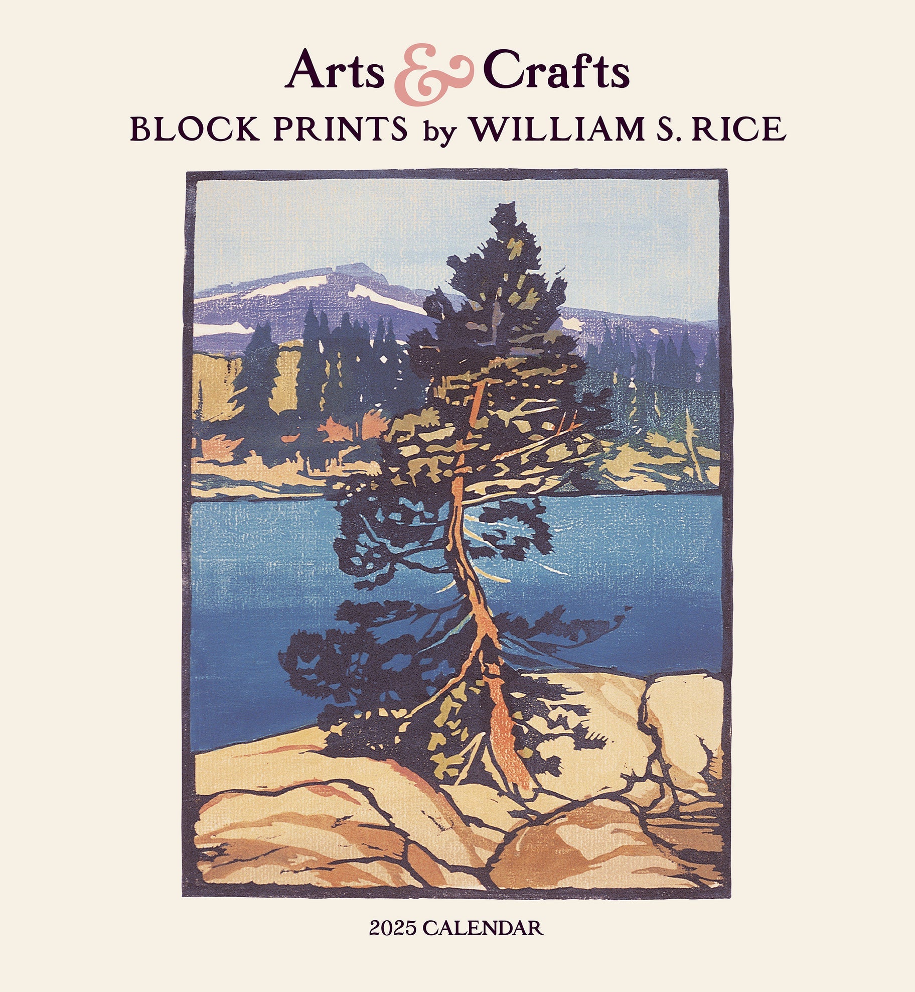 Arts & Crafts Block Prints by William S. Rice 2025 Wall Calendar    