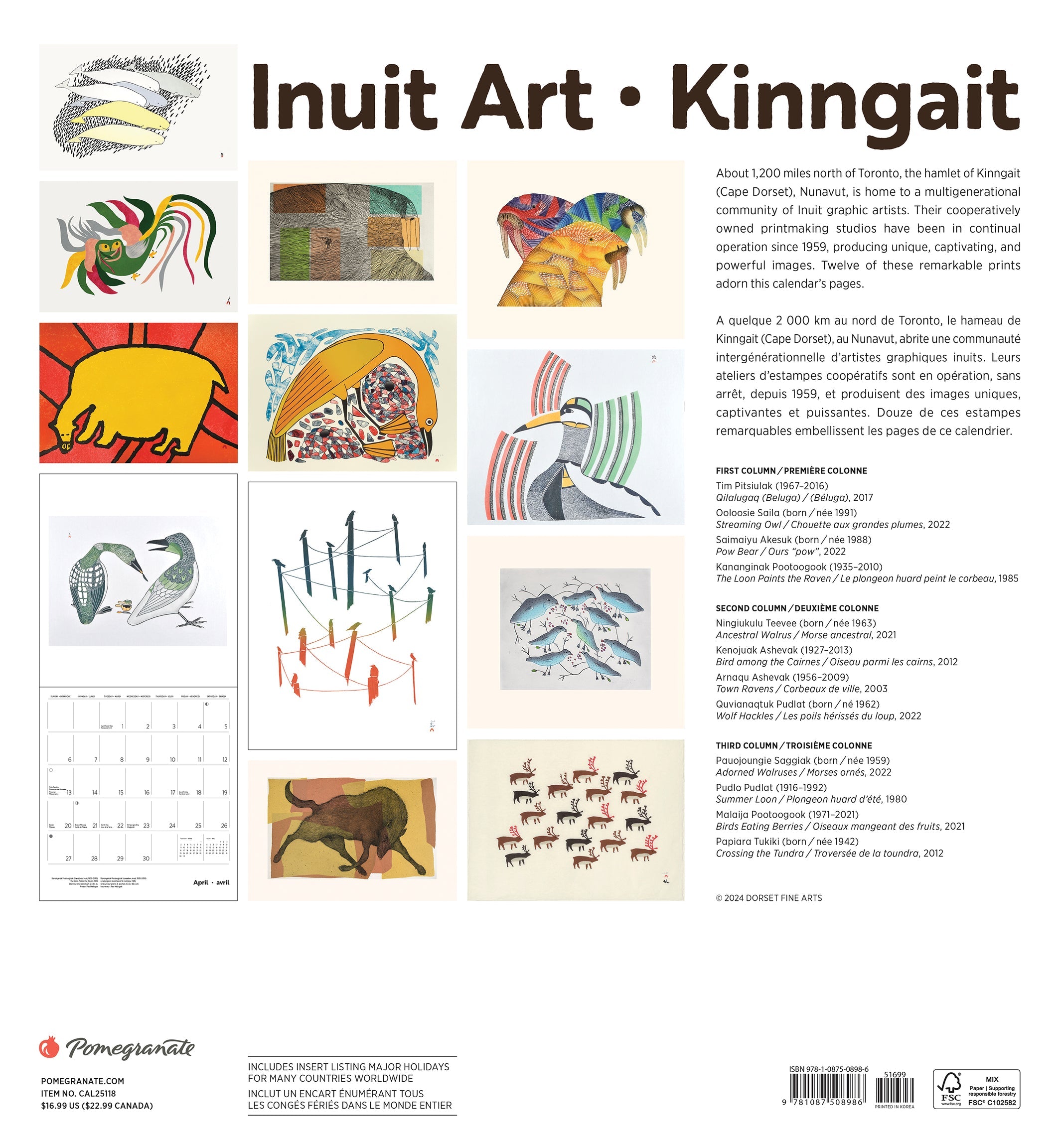 Inuit Art - Kinngait 2025 Wall Calendar    