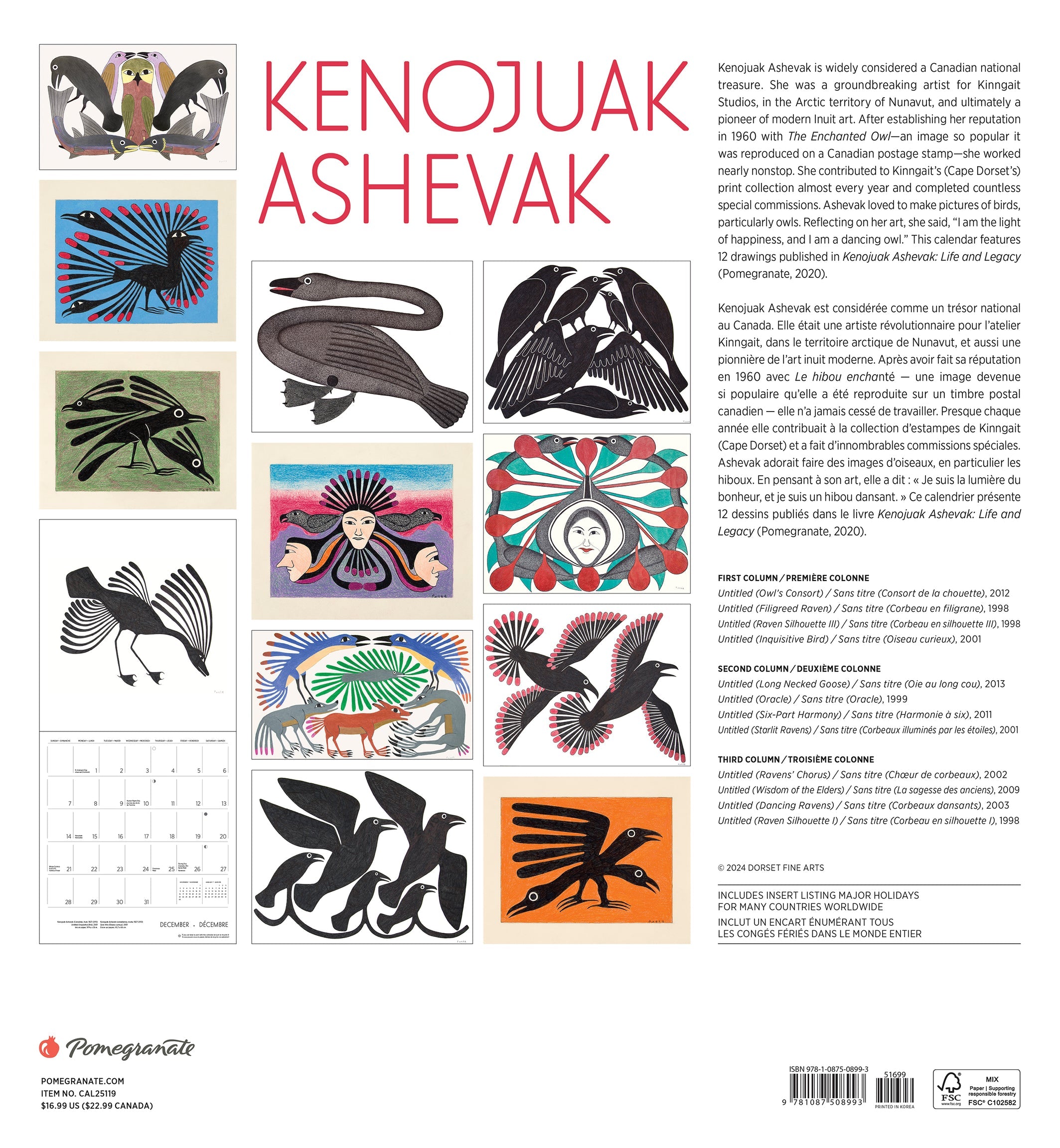 Kenojuak Ashevak 2025 Wall Calendar    