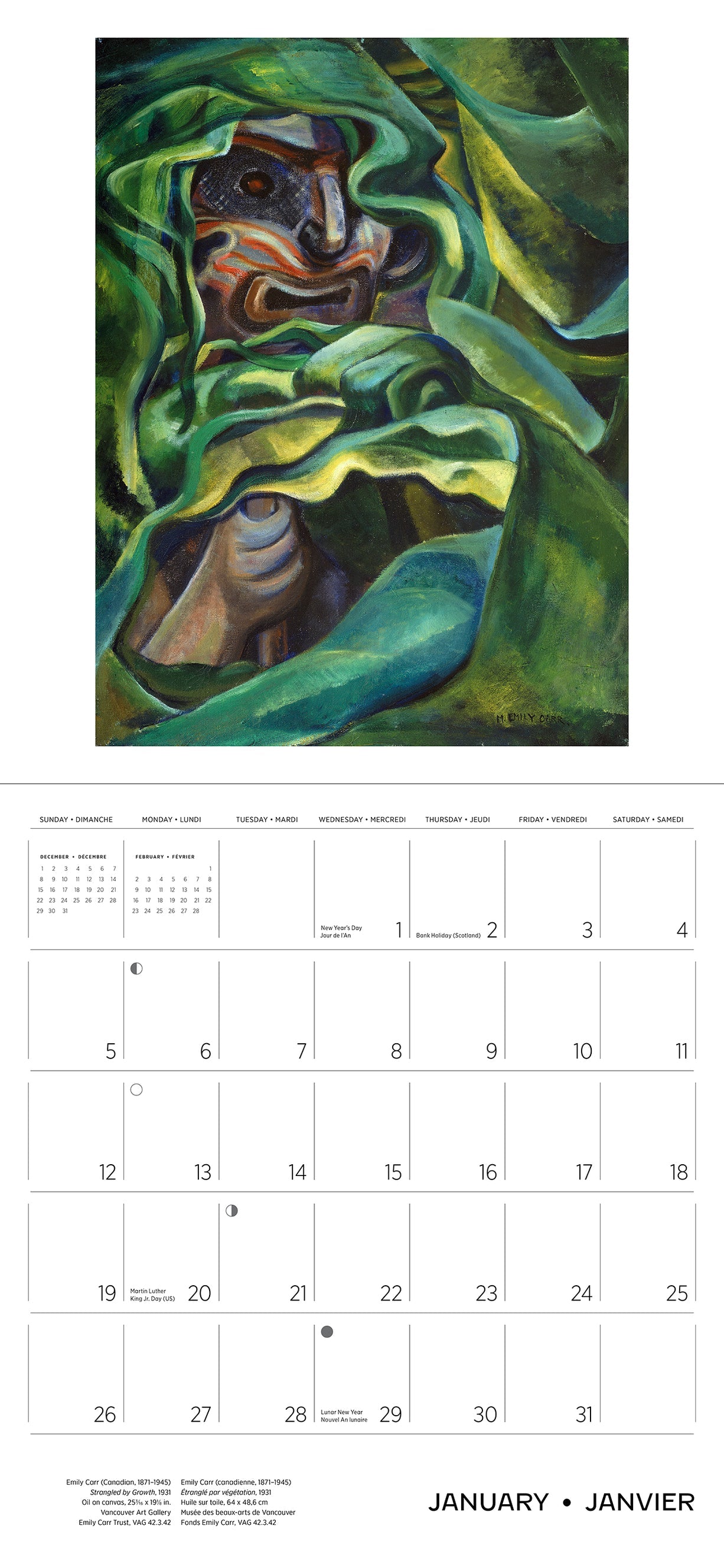 Emily Carr 2025 Wall Calendar    