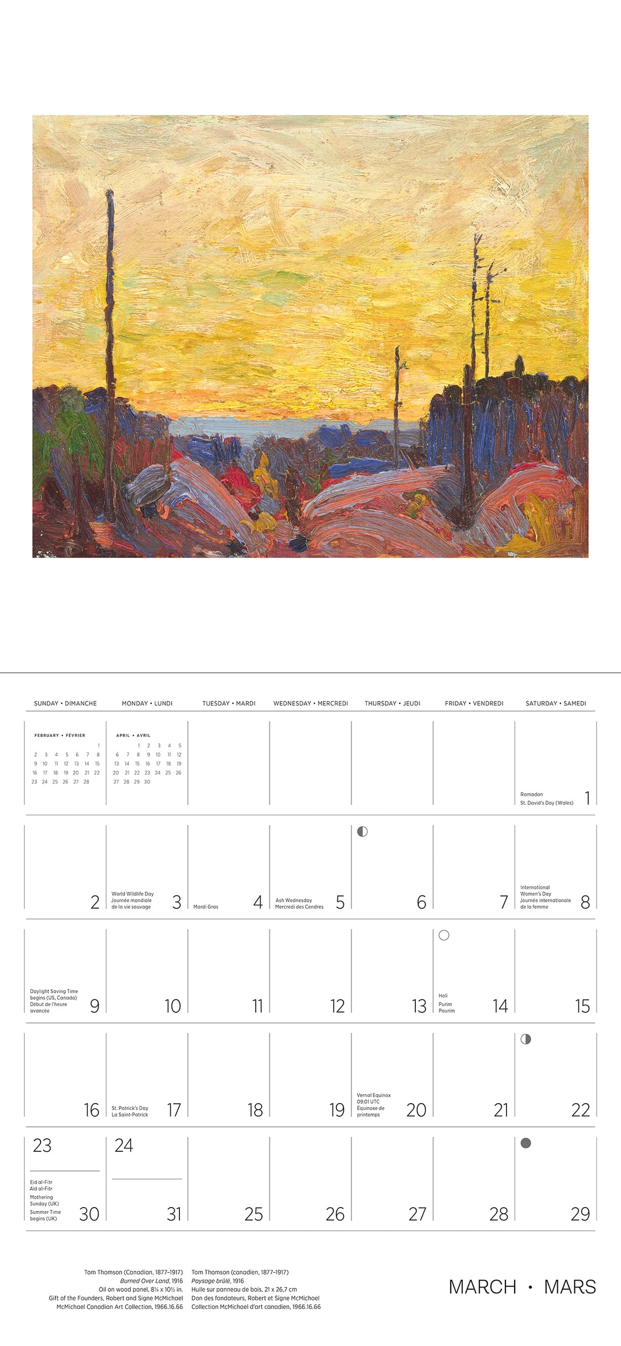 Tom Thomson 2025 Wall Calendar    