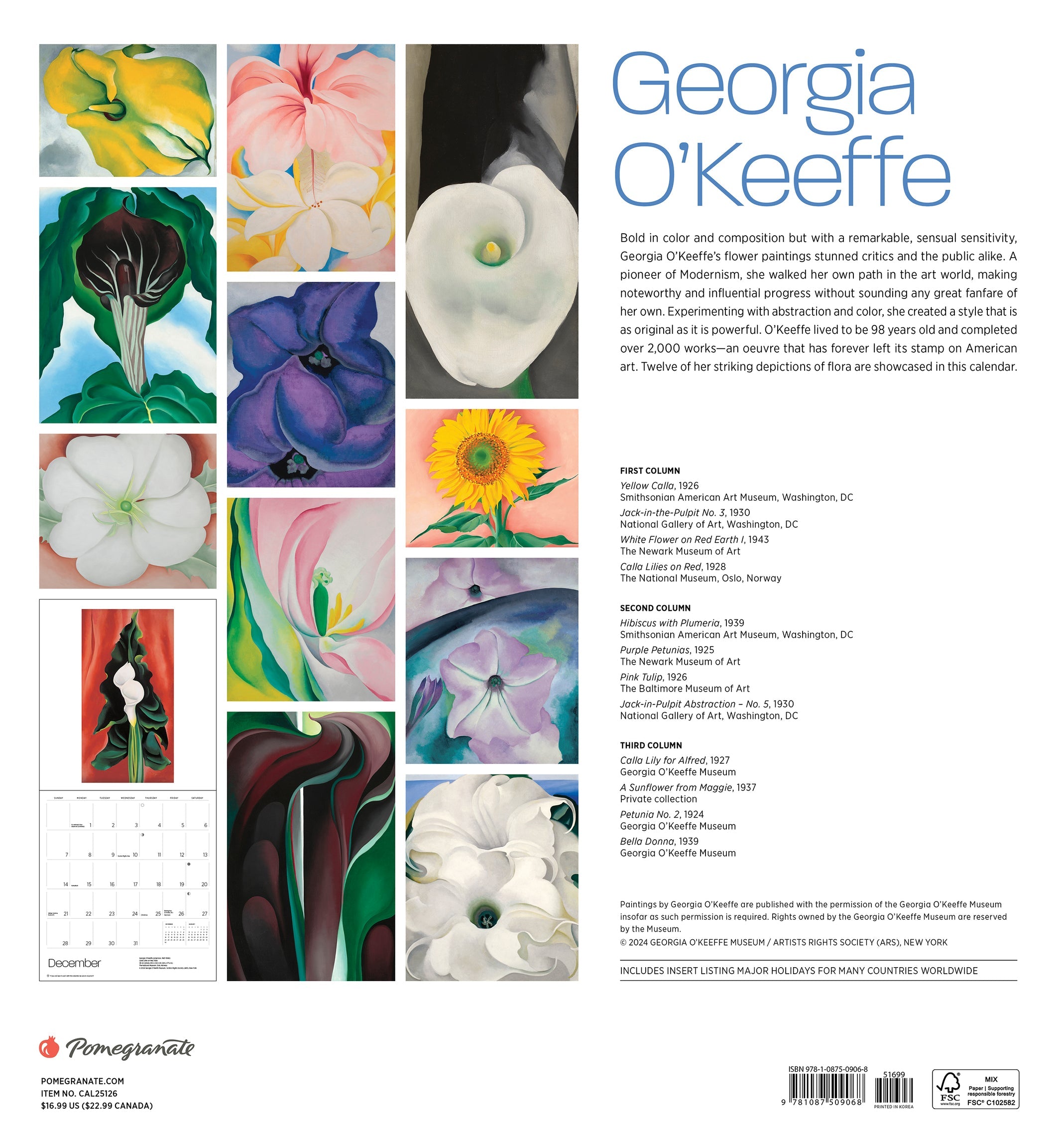 Georgia O'Keeffe 2025 Wall Calendar    