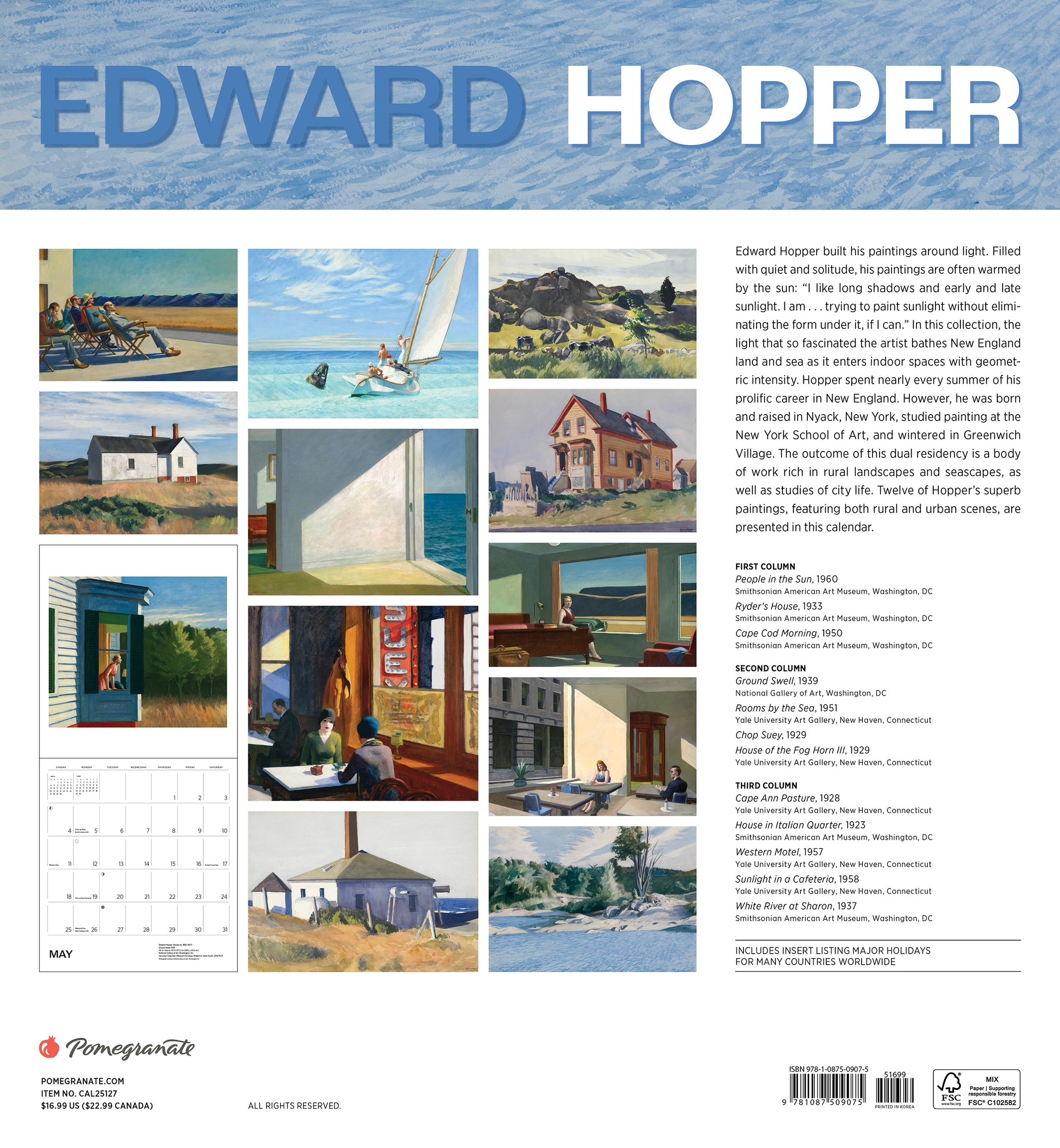 Edward Hopper 2025 Wall Calendar    