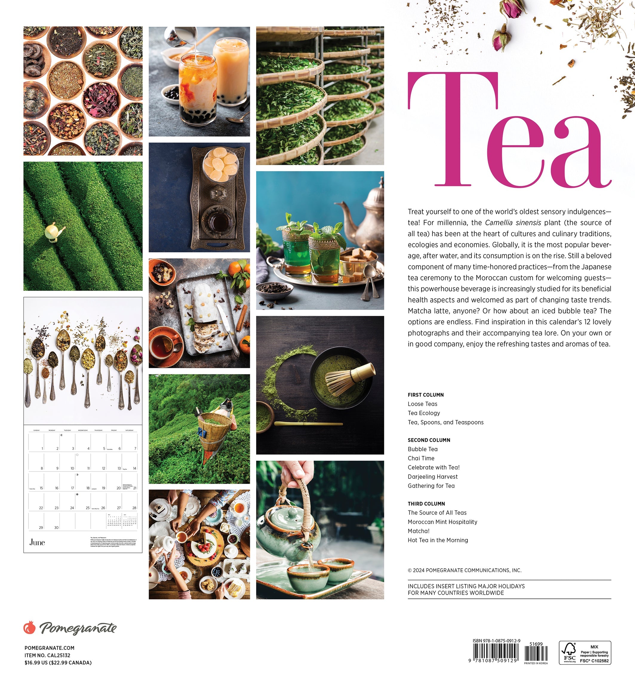 Tea 2025 Wall Calendar    