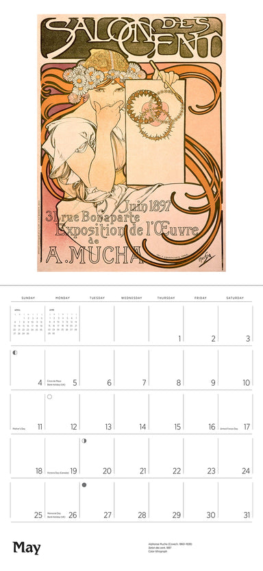 Alphonse Mucha 2025 Wall Calendar    