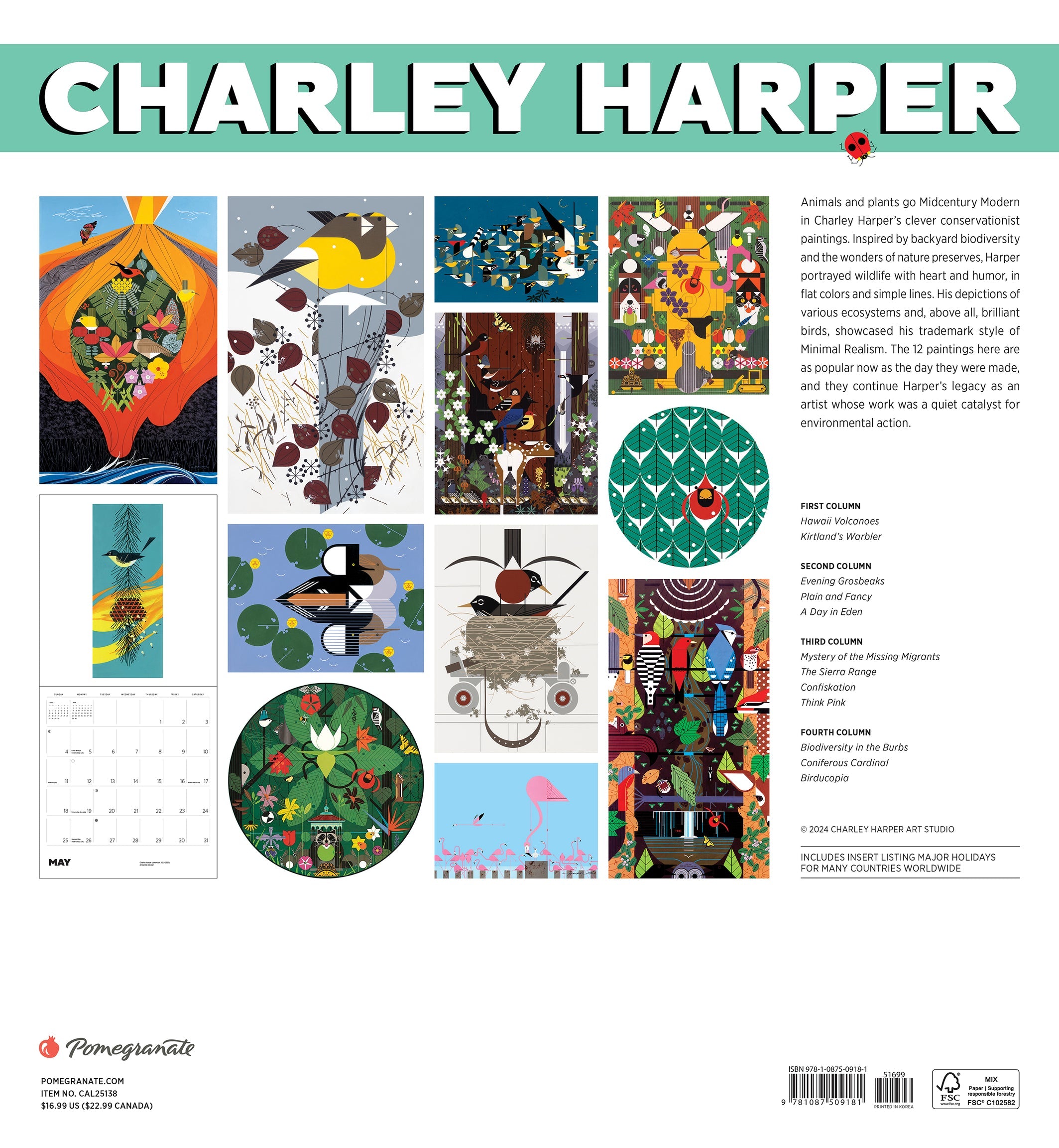 Charley Harper 2025 Wall Calendar    