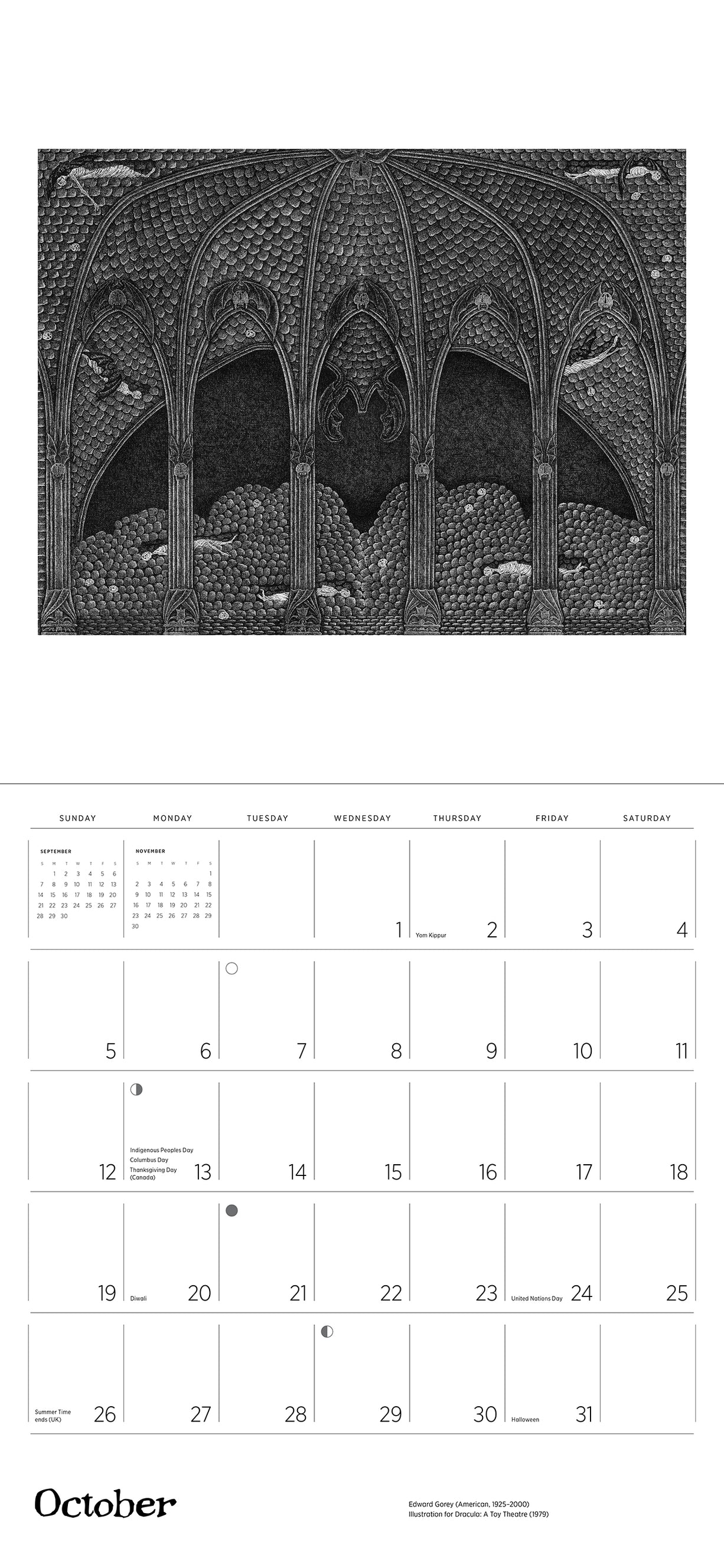 Edward Gorey 2025 Wall Calendar    