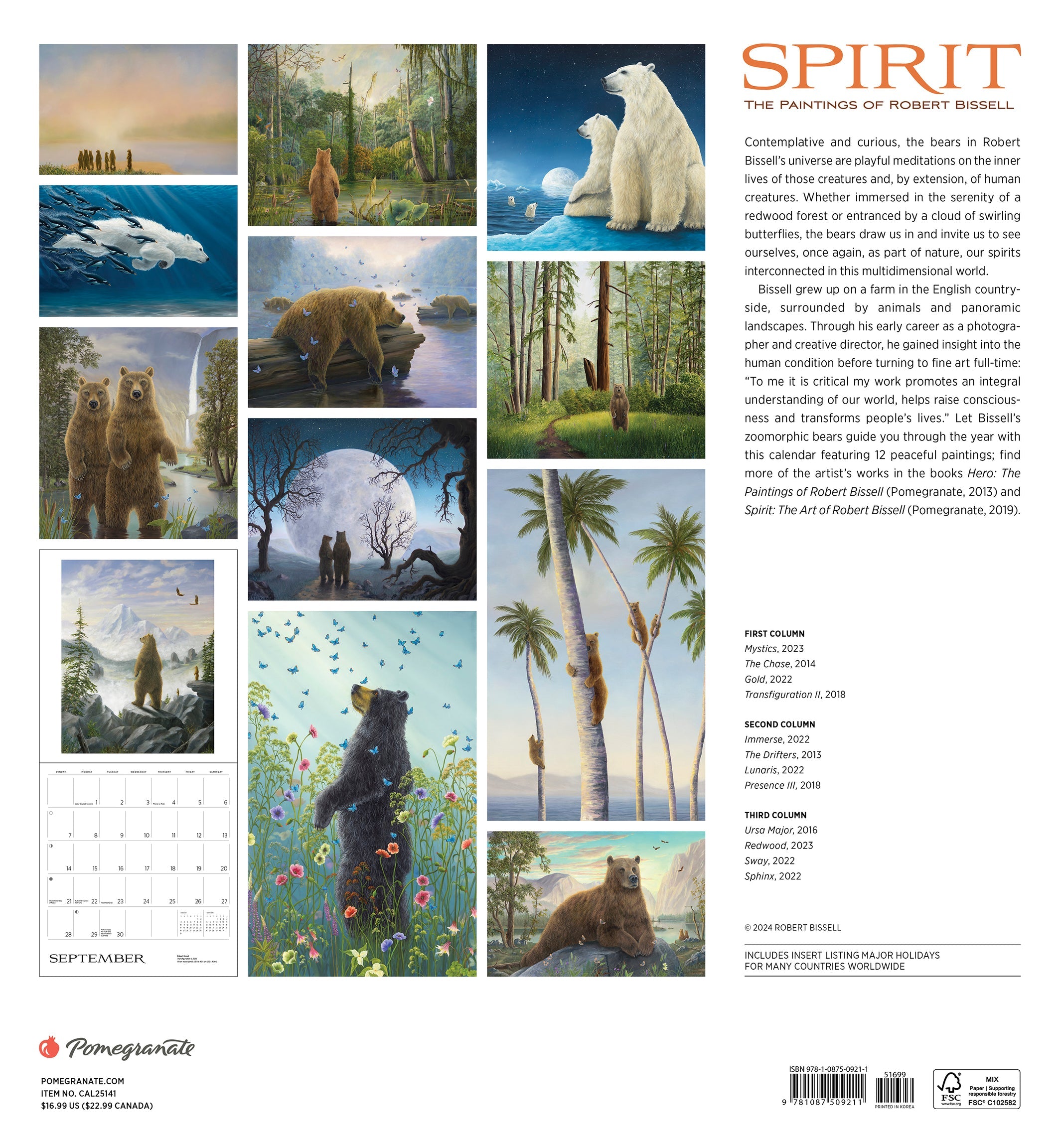 Spirit - The Paintings of Robert Bissell 2025 Wall Calendar    