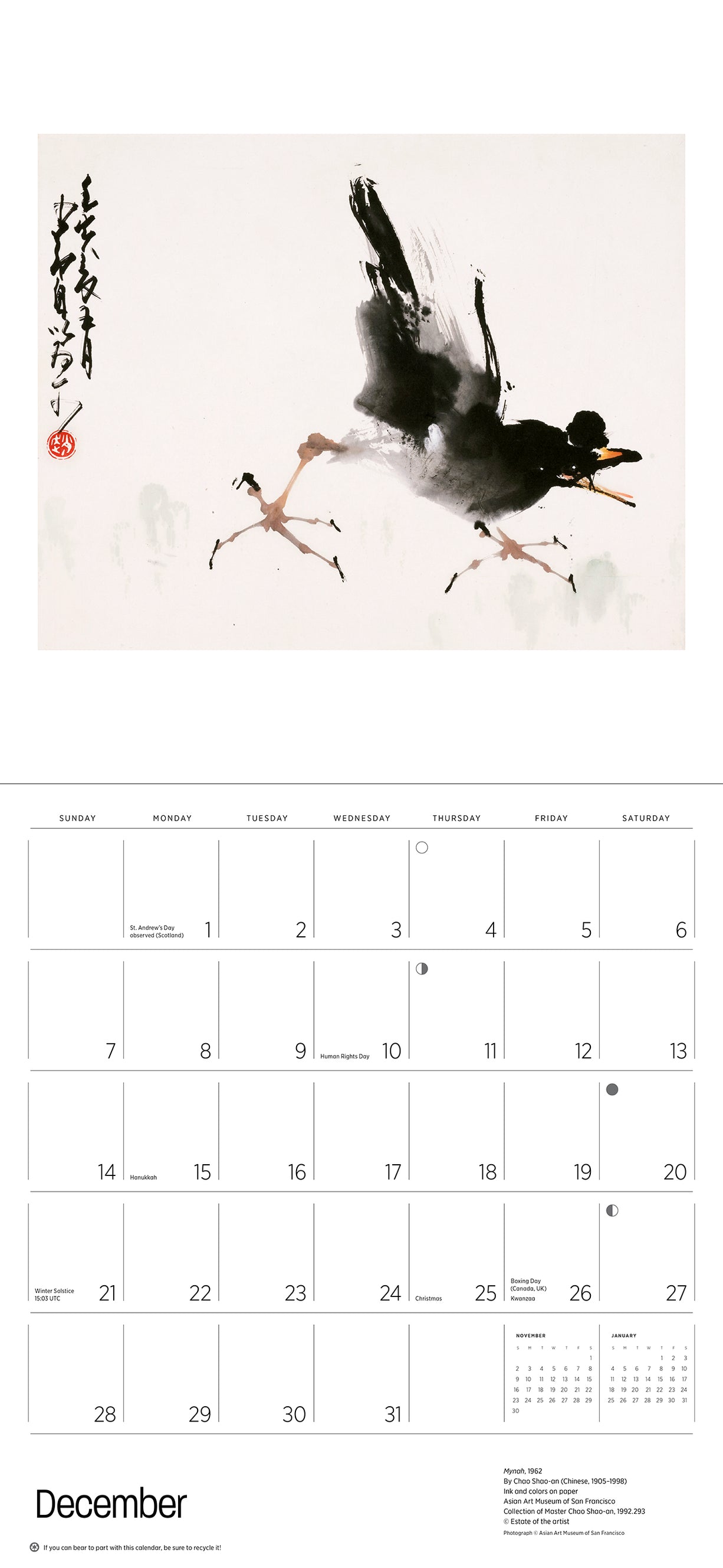 Chao Shan-an Chinese Master 2025 Wall Calendar    