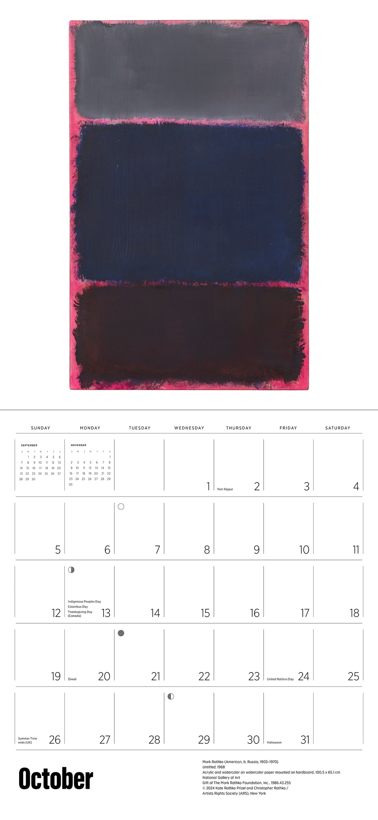 Rothko 2025 Wall Calendar    