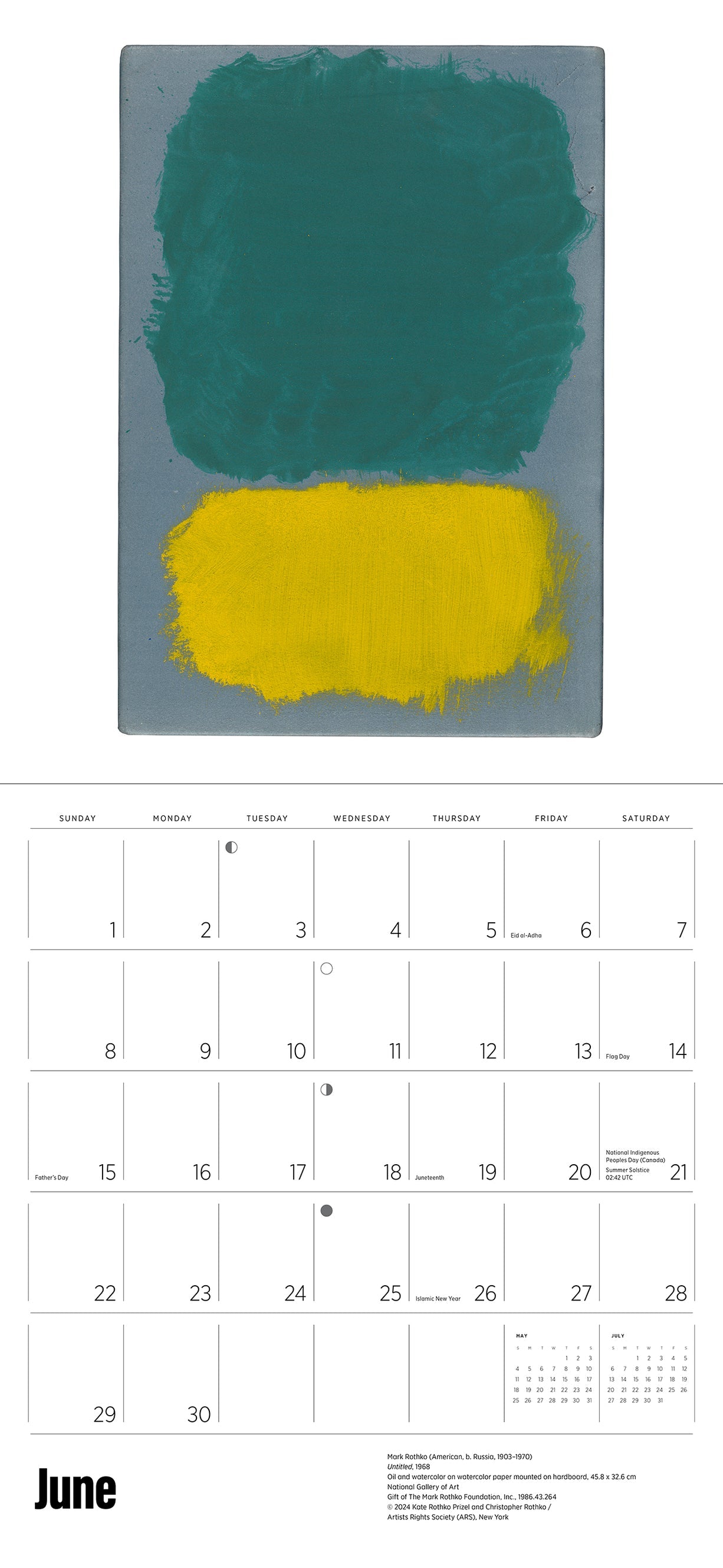 Rothko 2025 Wall Calendar    