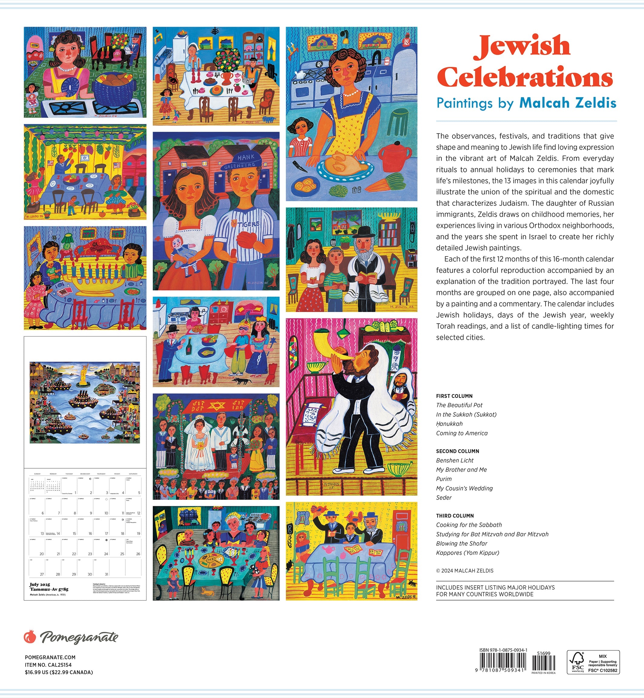 Jewish Celebrations 2025 Wall Calendar    