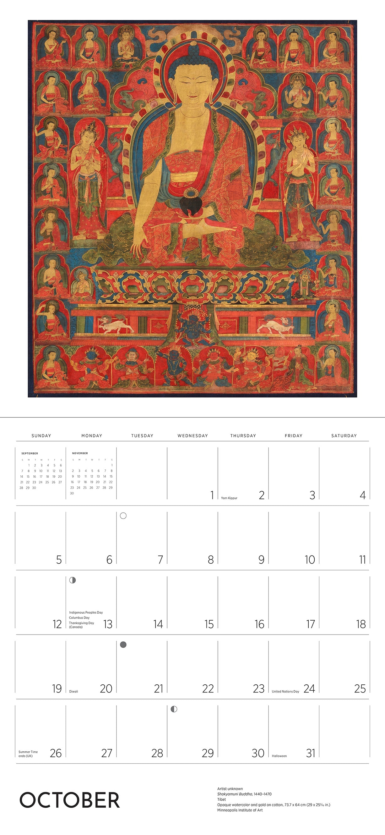 Enlightenment: 2025 Buddhist Paintings Wall Calendar    