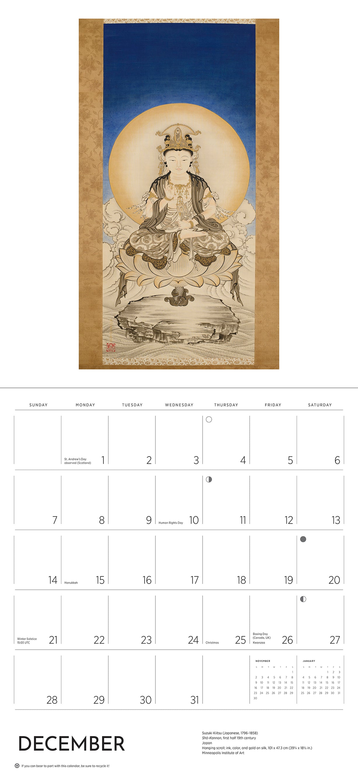 Enlightenment: 2025 Buddhist Paintings Wall Calendar    