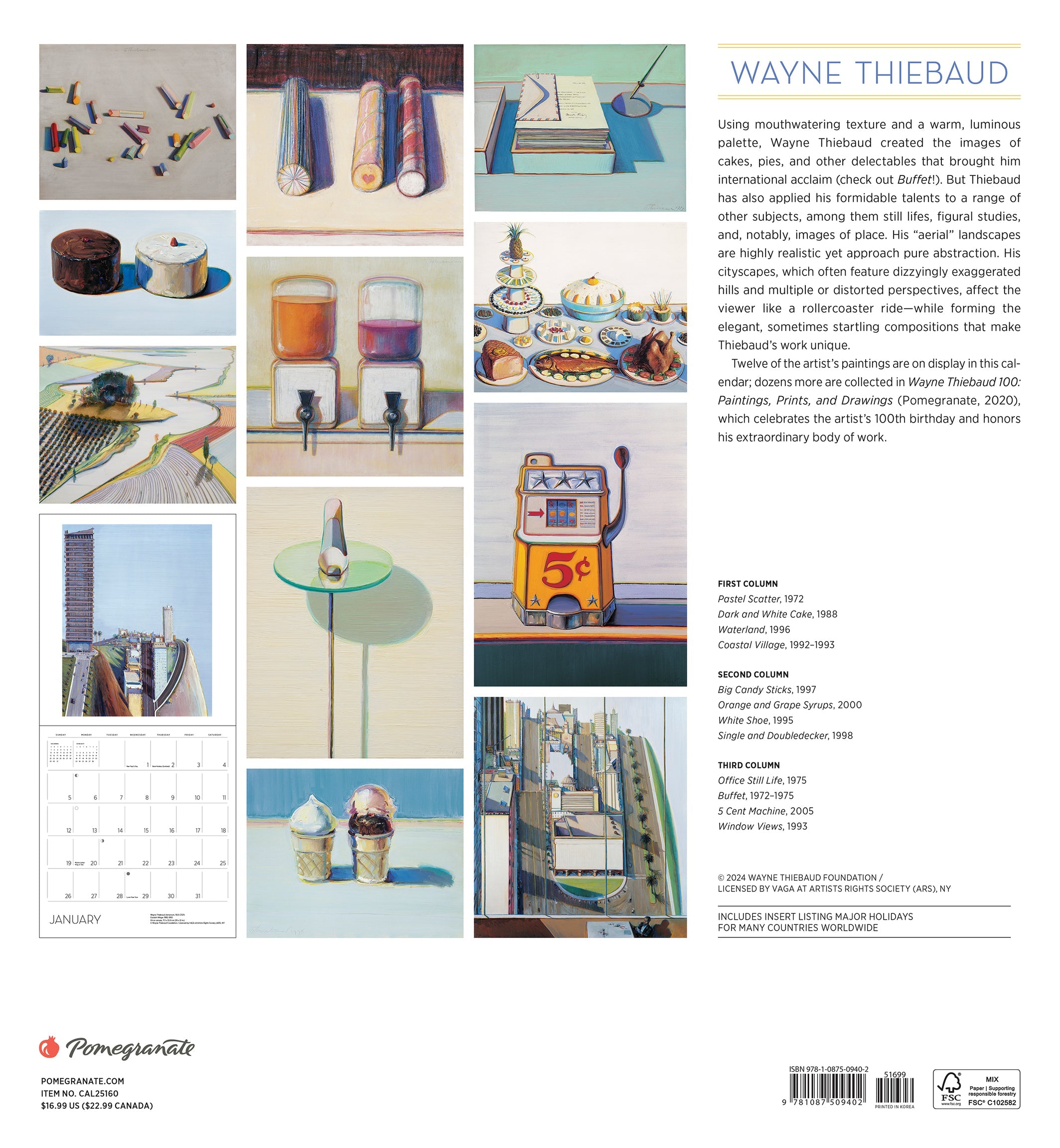 Wayne Thiebaud 2025 Wall Calendar    