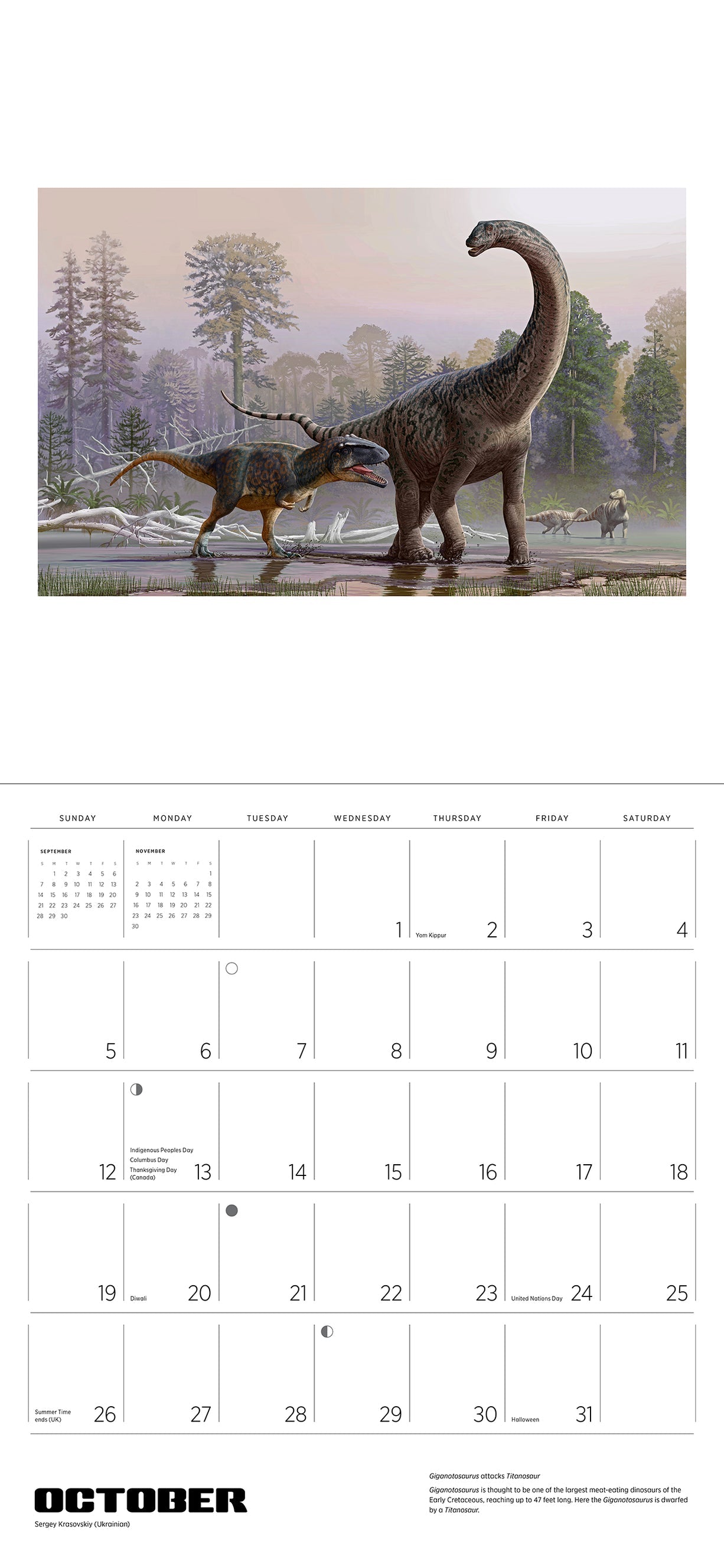 Dinosaurs: The Art of Sergey Krasovskiy 2025 Wall Calendar    