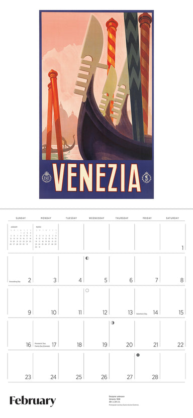 Italy Vintage Travel Posters 2025 Wall Calendar    