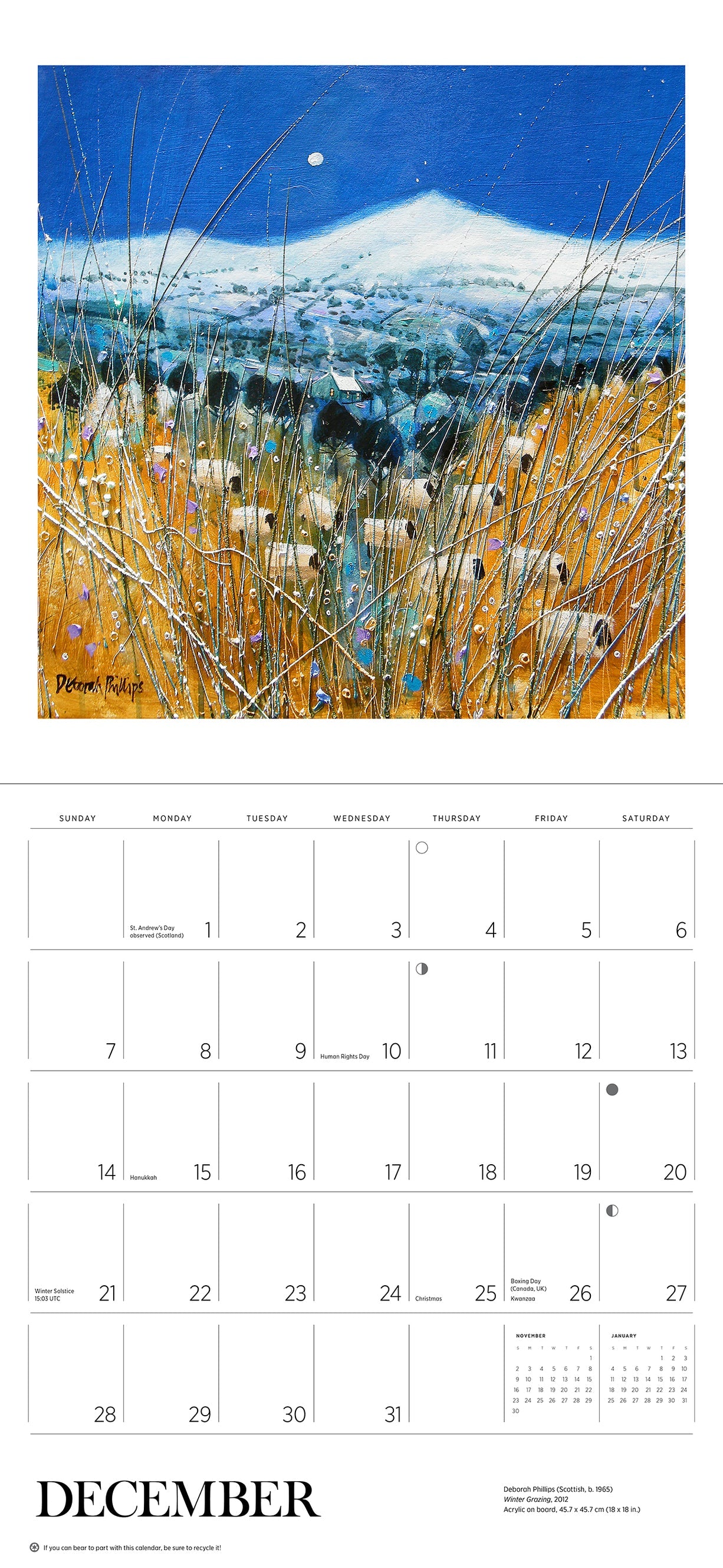 Scotland The Art of Deborah Phillips 2025 Wall Calendar    