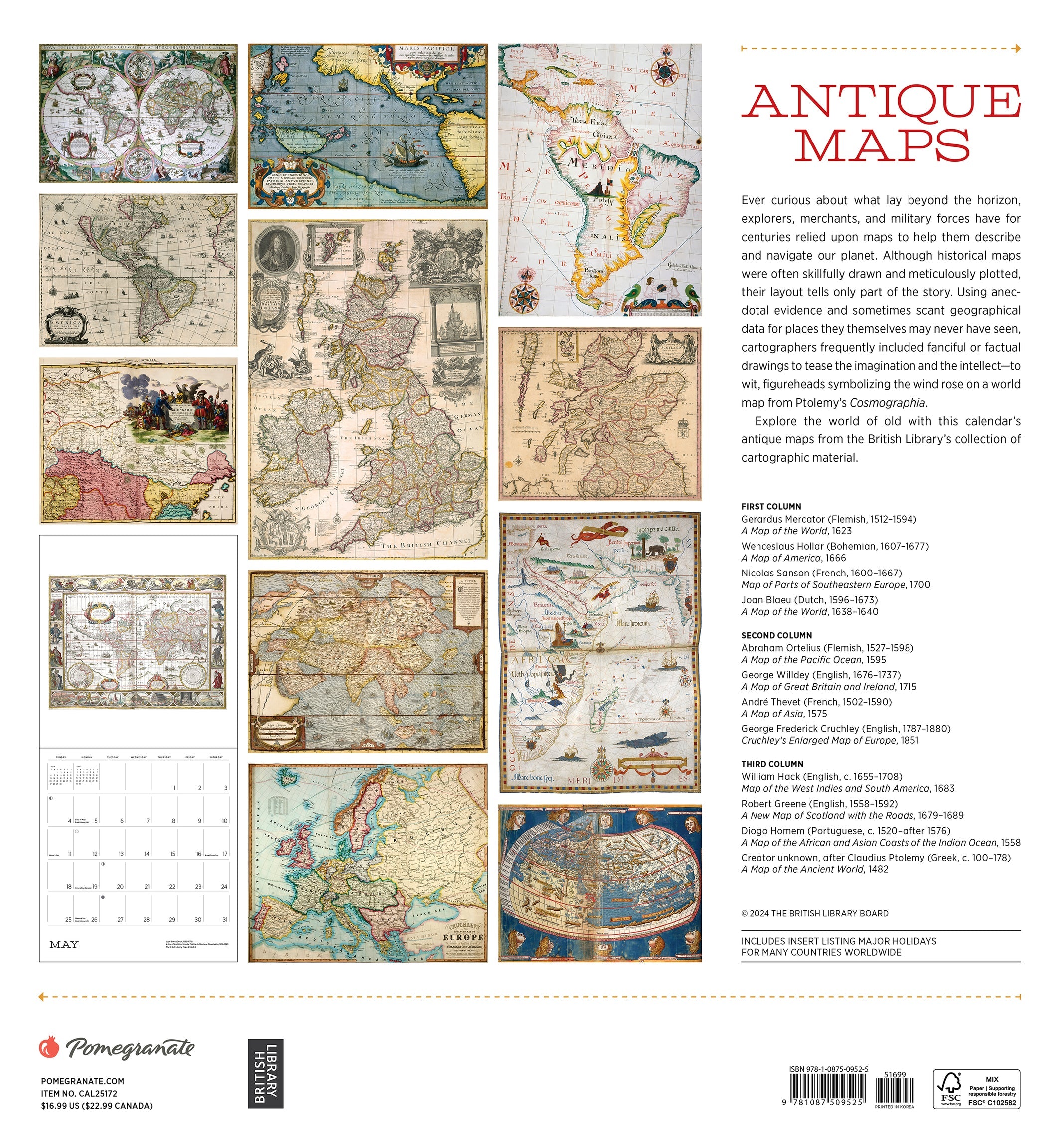 Antique Maps 2025 Wall Calendar    