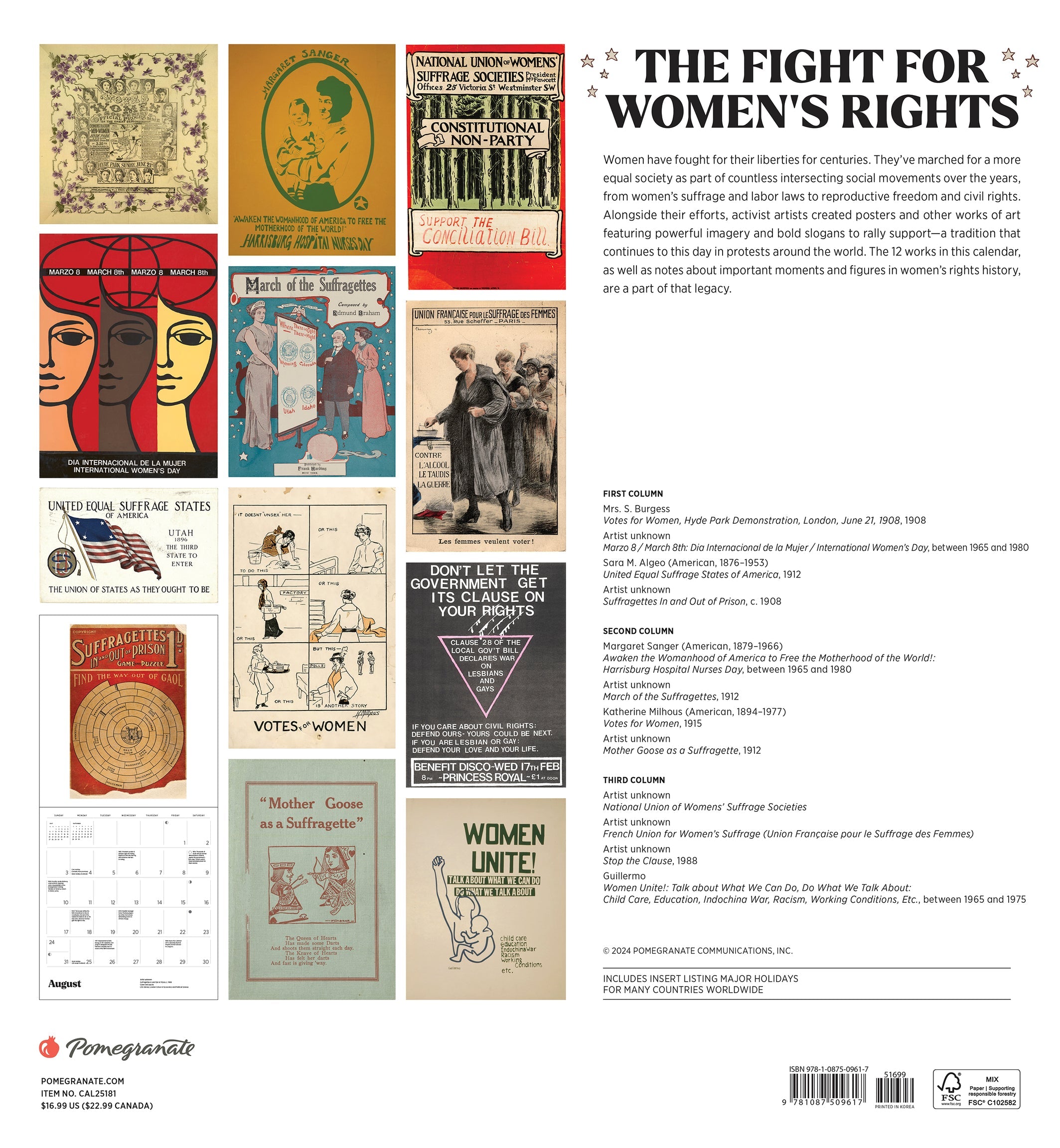 The Fight For Women's Rights 2025 Wall Calendar    