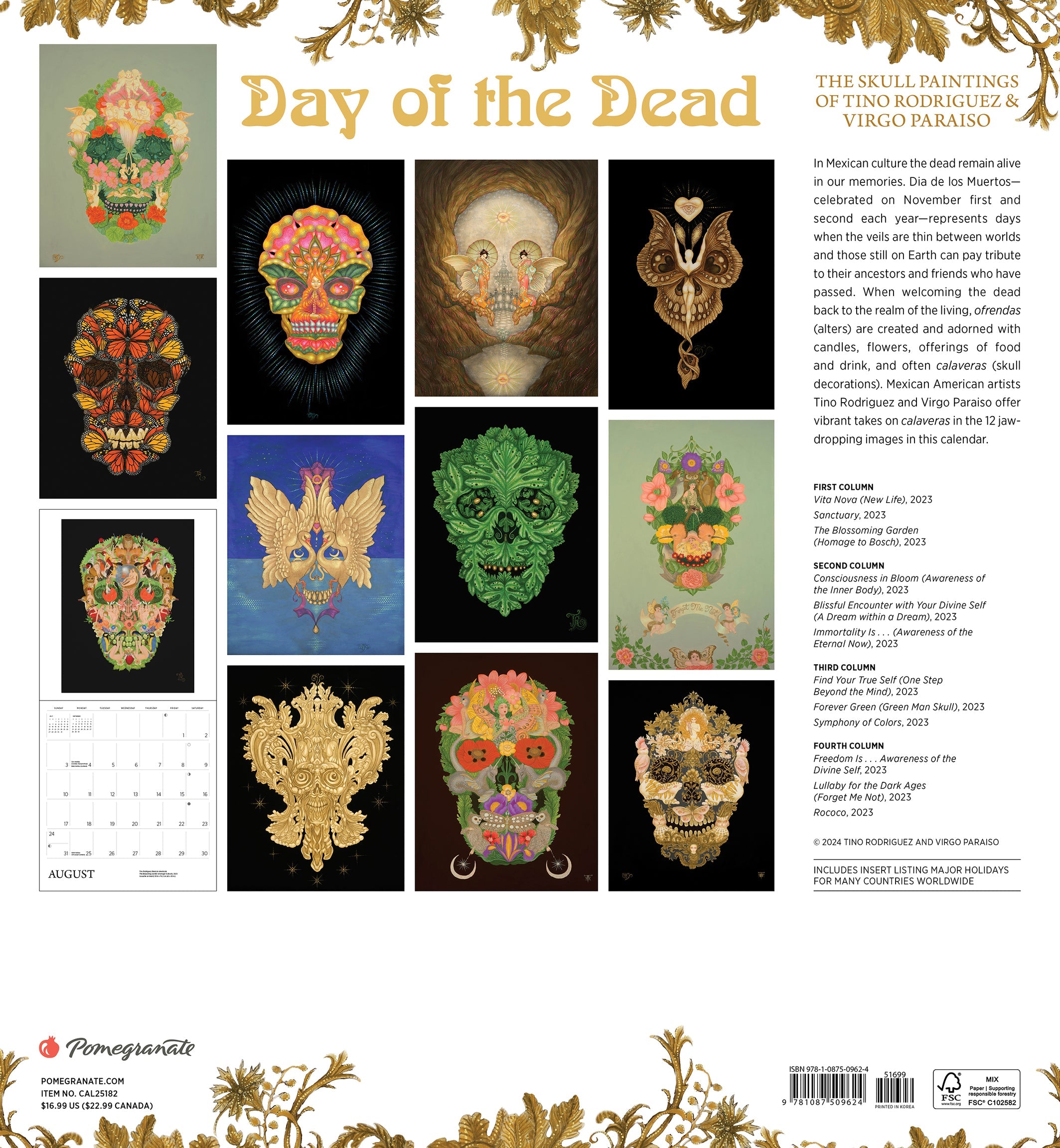 Day of The Dead: The Skull Paintings of Tino Rodriguez and Virgo Paraiso 2025 Wall Calendar    