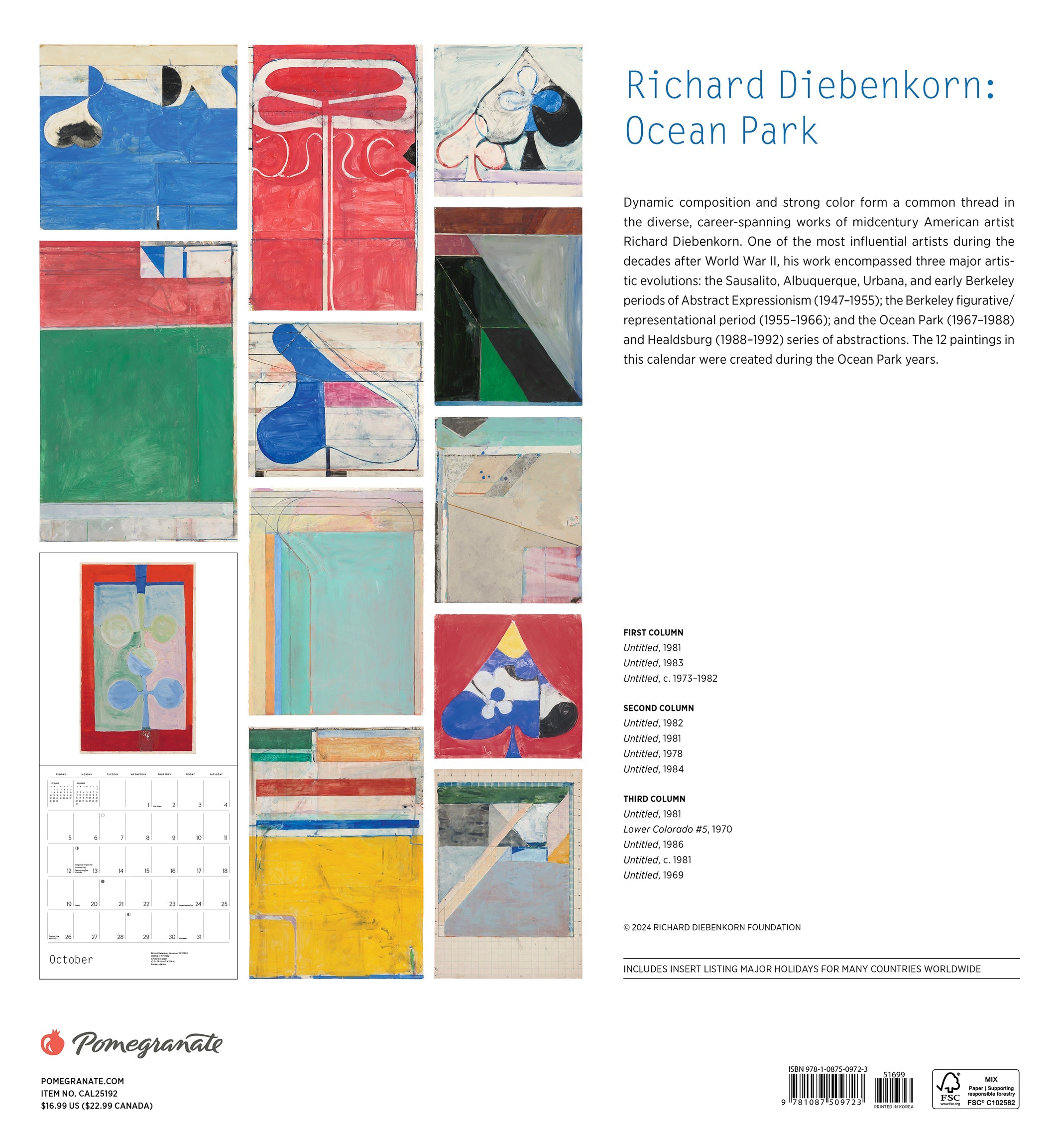 Richard Diebenkorn: Ocean Park 2025 Wall Calendar    