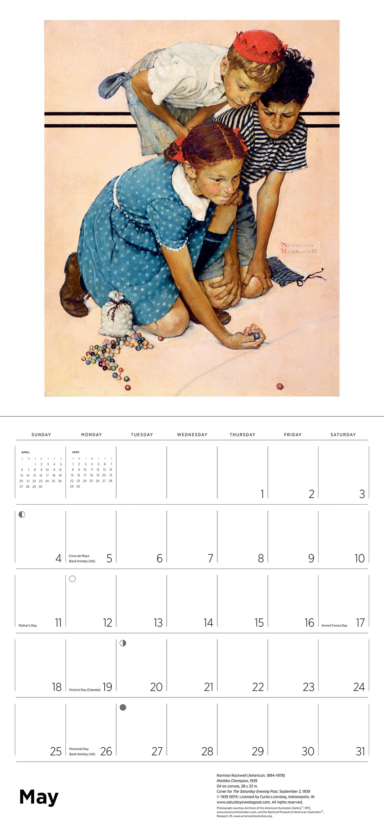 Norman Rockwell The Saturday Evening Post 2025 Wall Calendar    