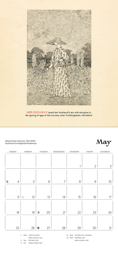 Edward Gorey Neglected Murderesses 2025 Mini Wall Calendar    