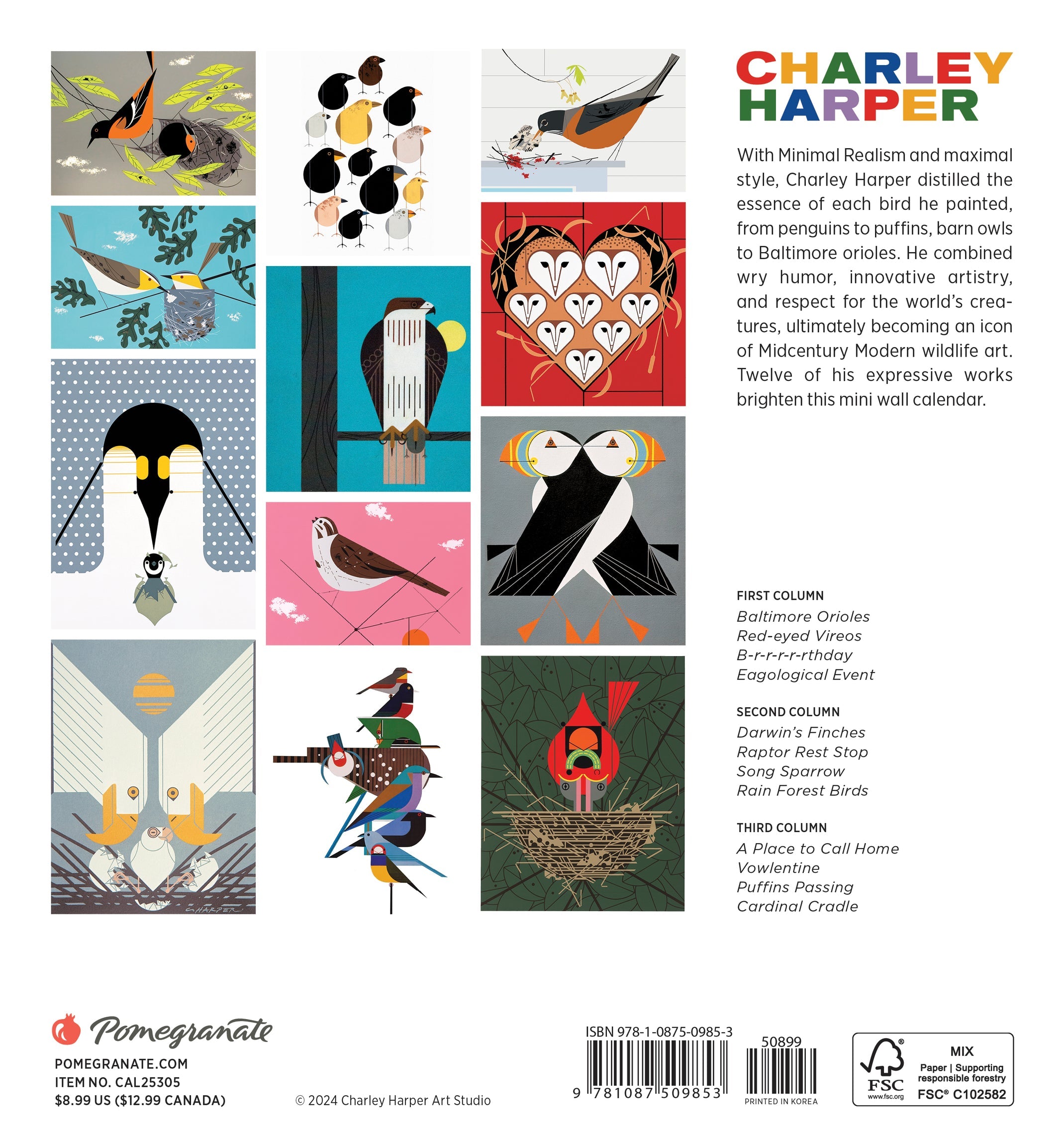 Charley Harper 2025 Mini Wall Calendar    