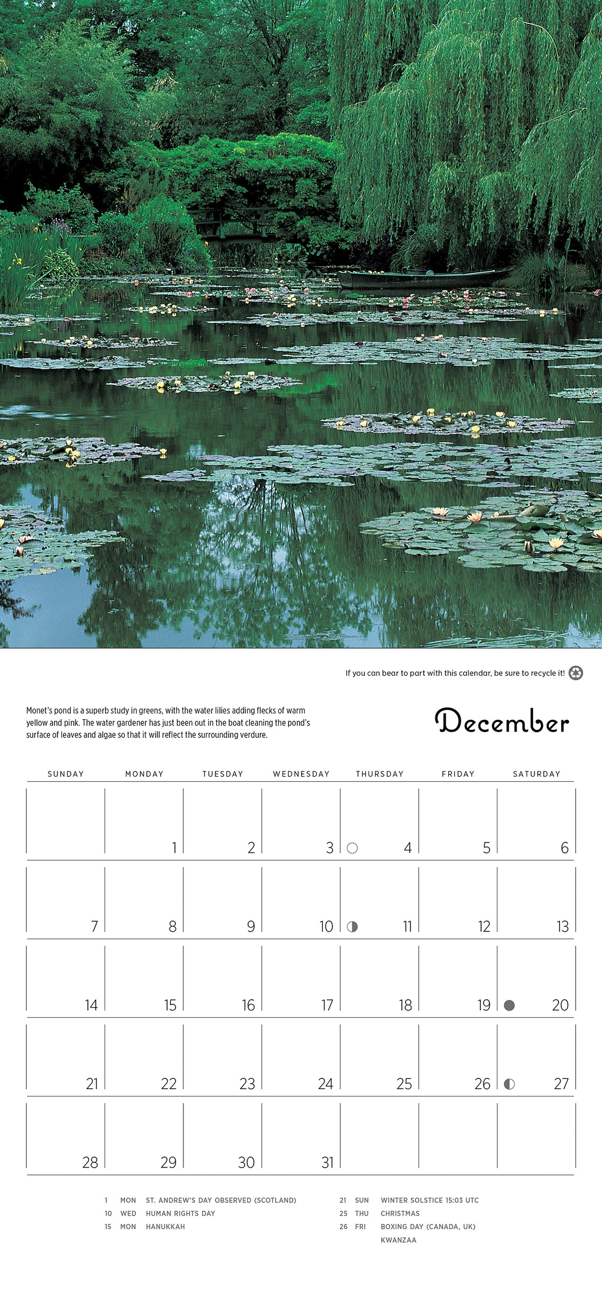 Monet's Passion The Gardens at Giverny 2025 Mini Wall Calendar    