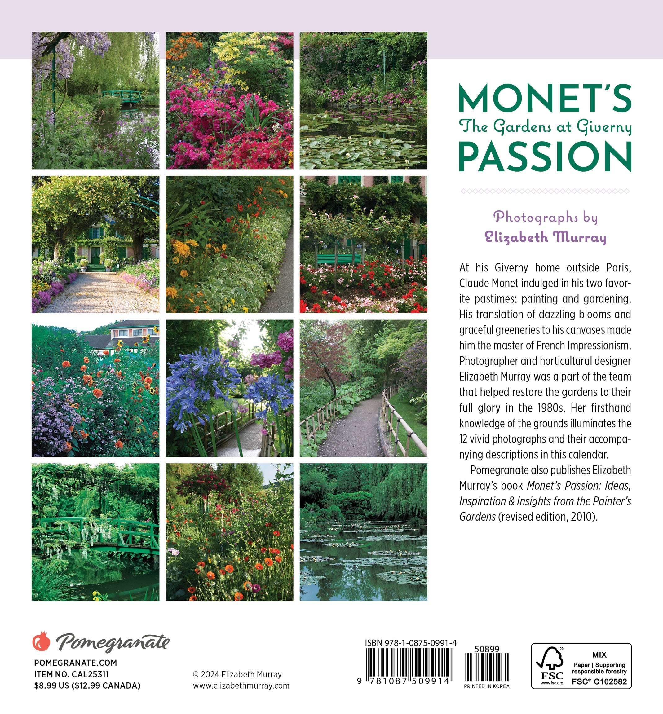 Monet's Passion The Gardens at Giverny 2025 Mini Wall Calendar    